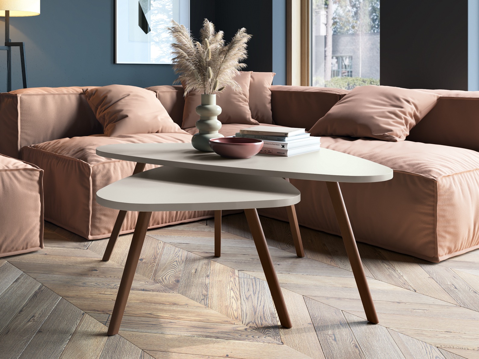 Žurnālu galdiņu komplekts Ontario 202 (Balts + Ozols)