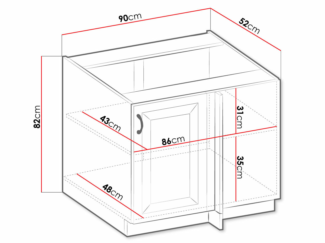Moduļu skapis ar durvīm Retro White 100