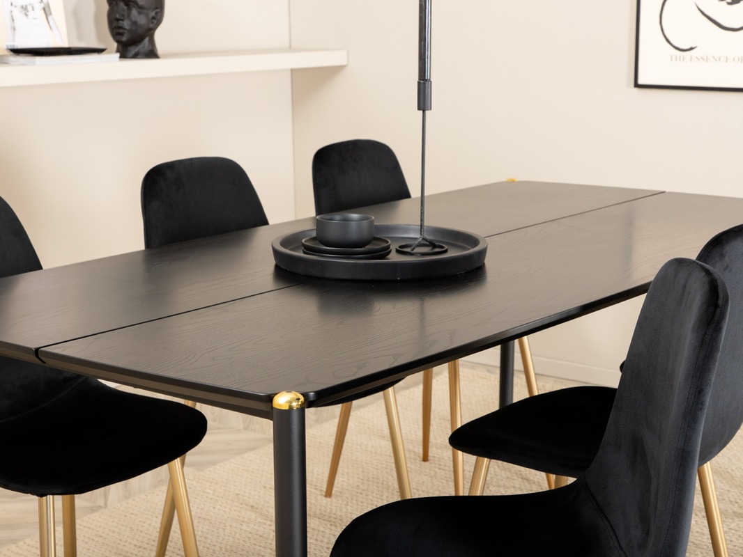 Ēdamistabas komplekts Dallas 5016 (Melns + Zelta)