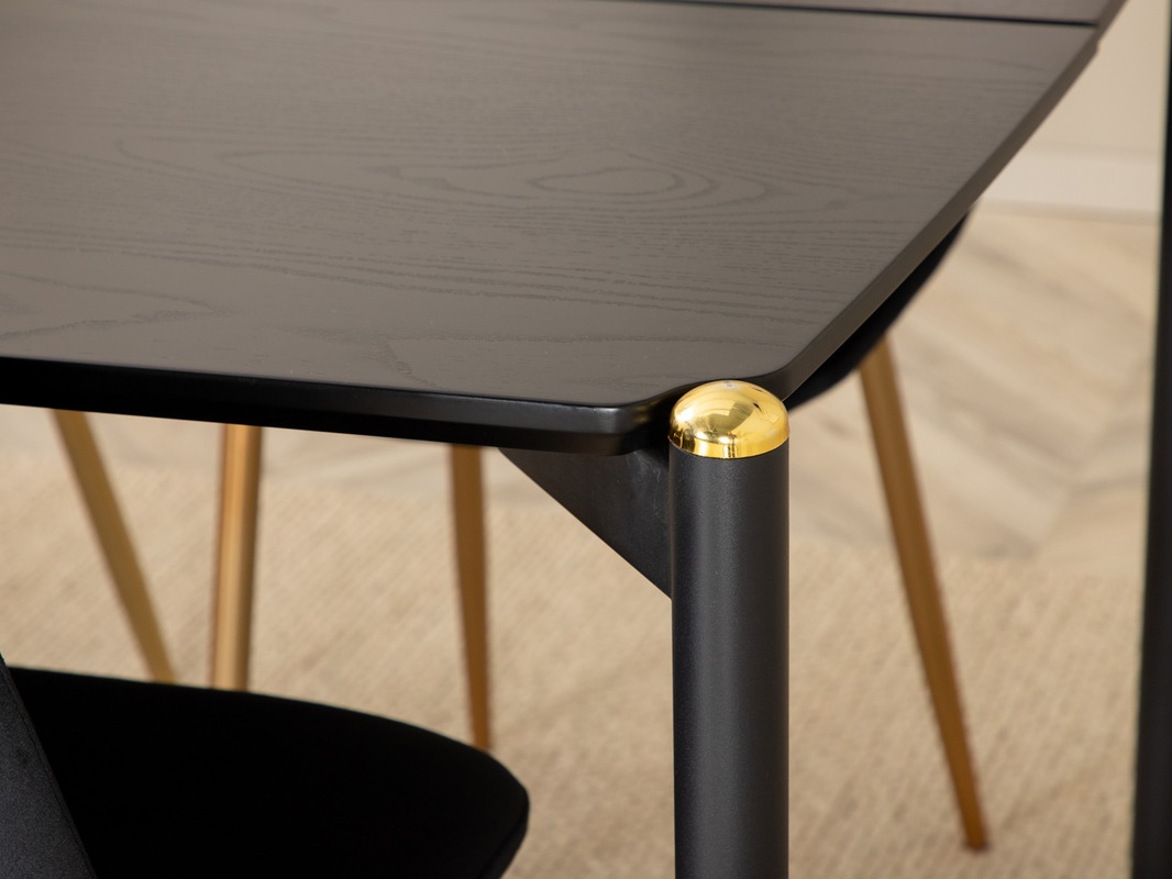 Ēdamistabas komplekts Dallas 5016 (Melns + Zelta)