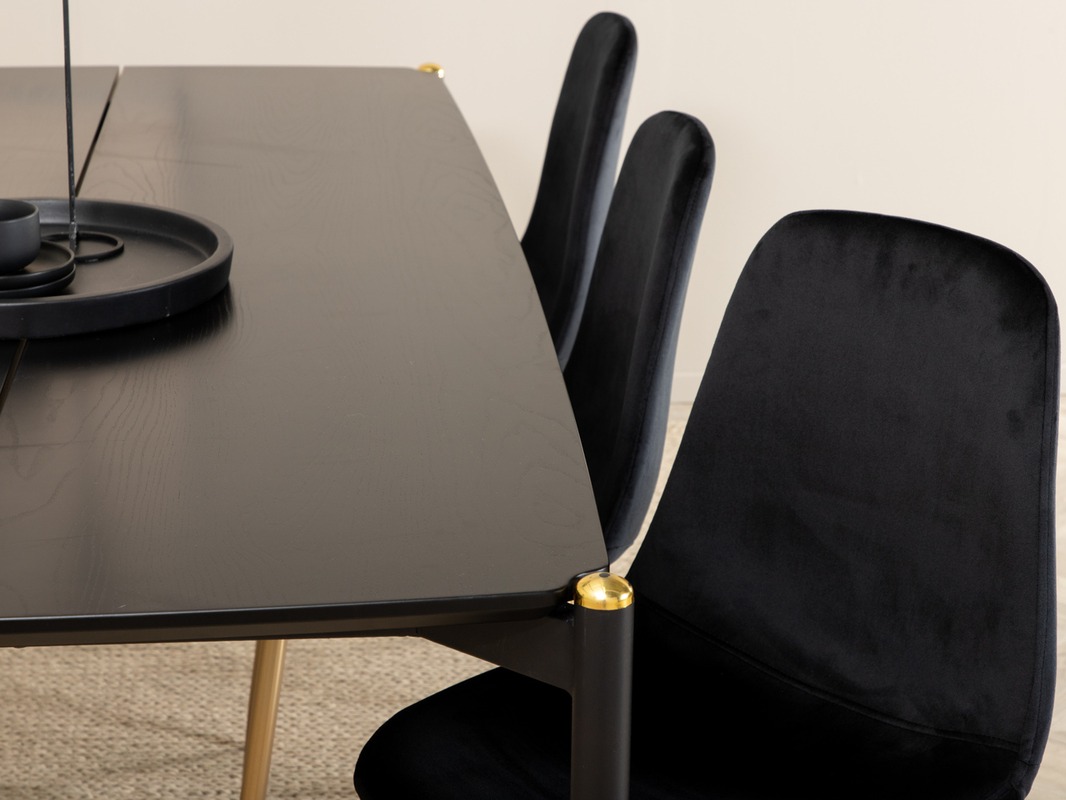 Ēdamistabas komplekts Dallas 5016 (Melns + Zelta)