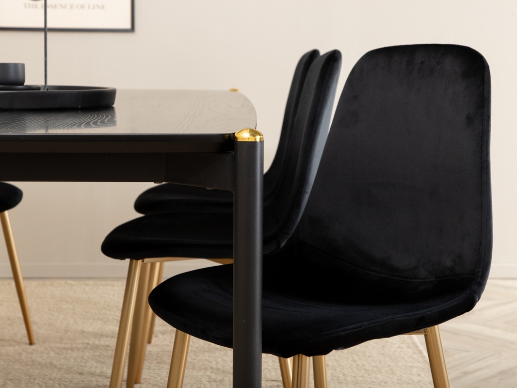 Ēdamistabas komplekts Dallas 5016 (Melns + Zelta)