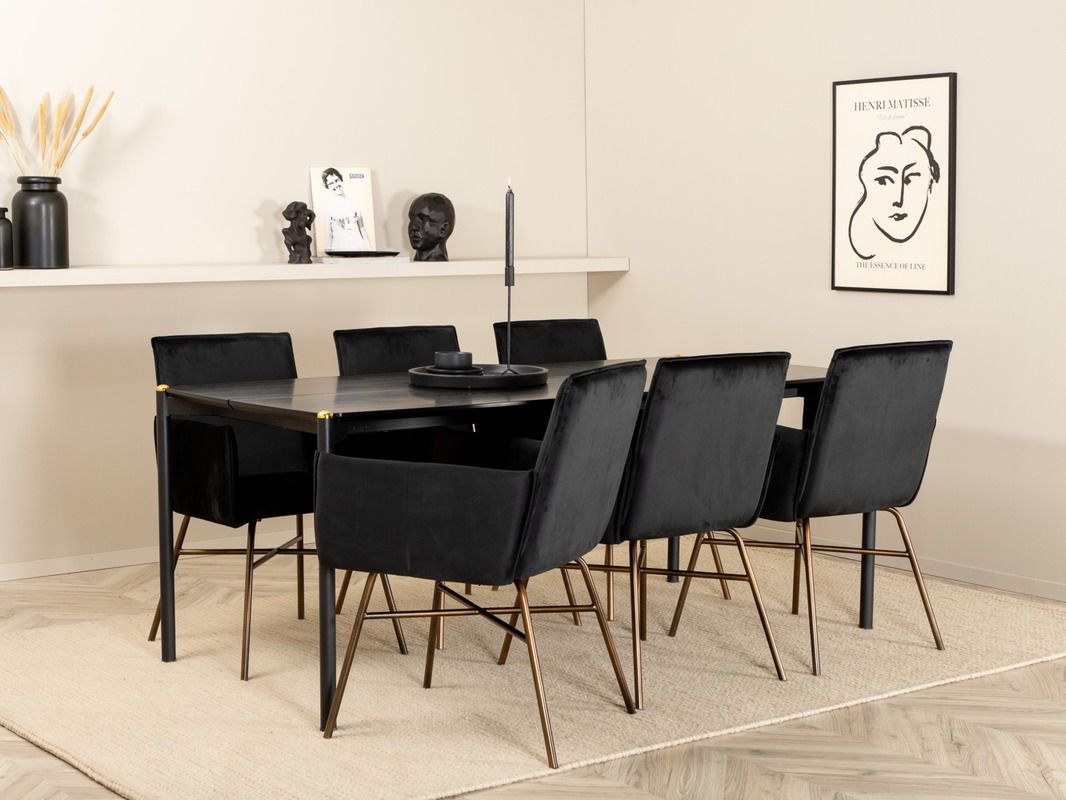 Ēdamistabas komplekts Dallas 5034 (Melns + Varš)