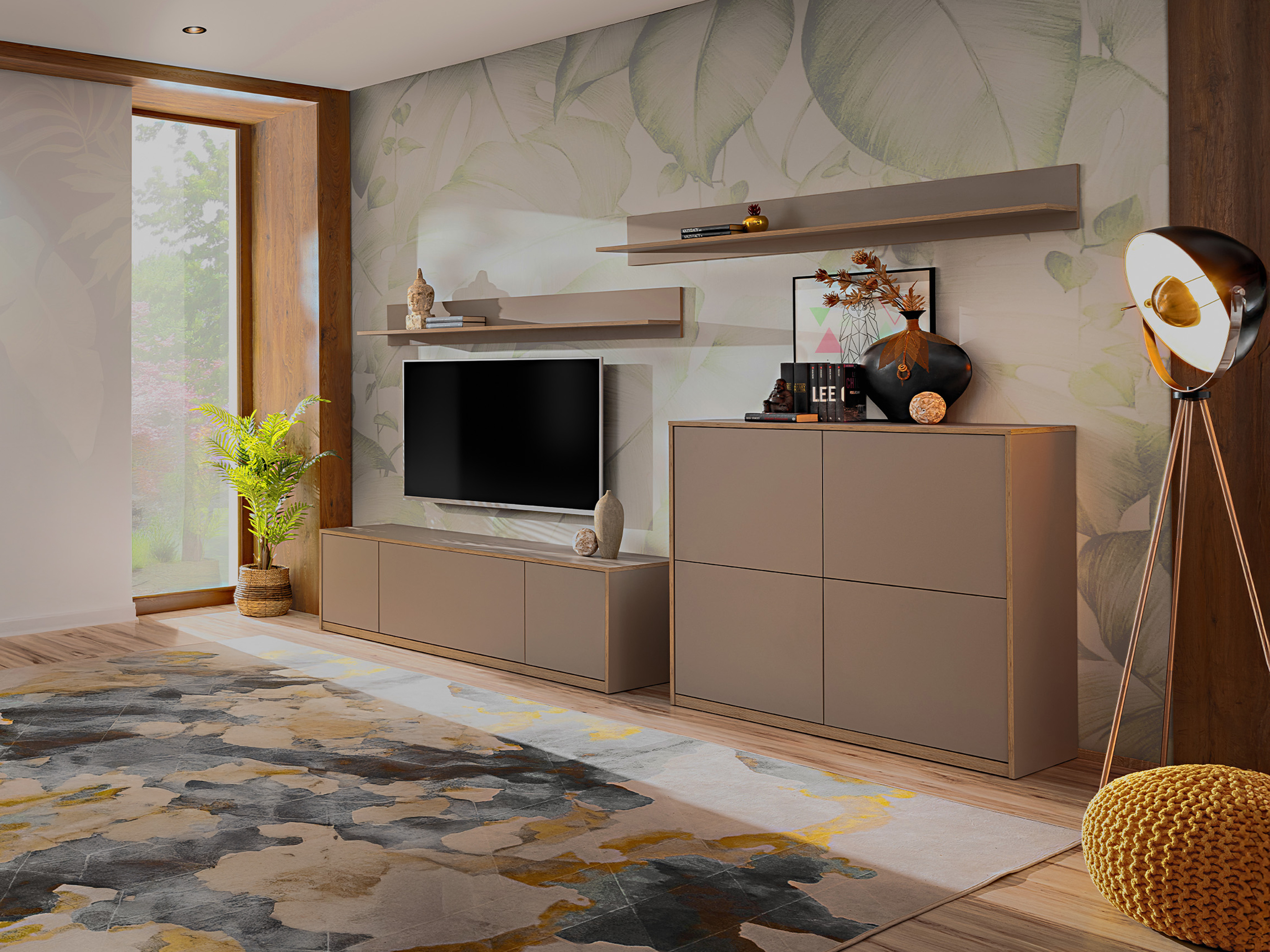 Viesistabas komplekts Fivetri 109 (Pelēkbrūns)