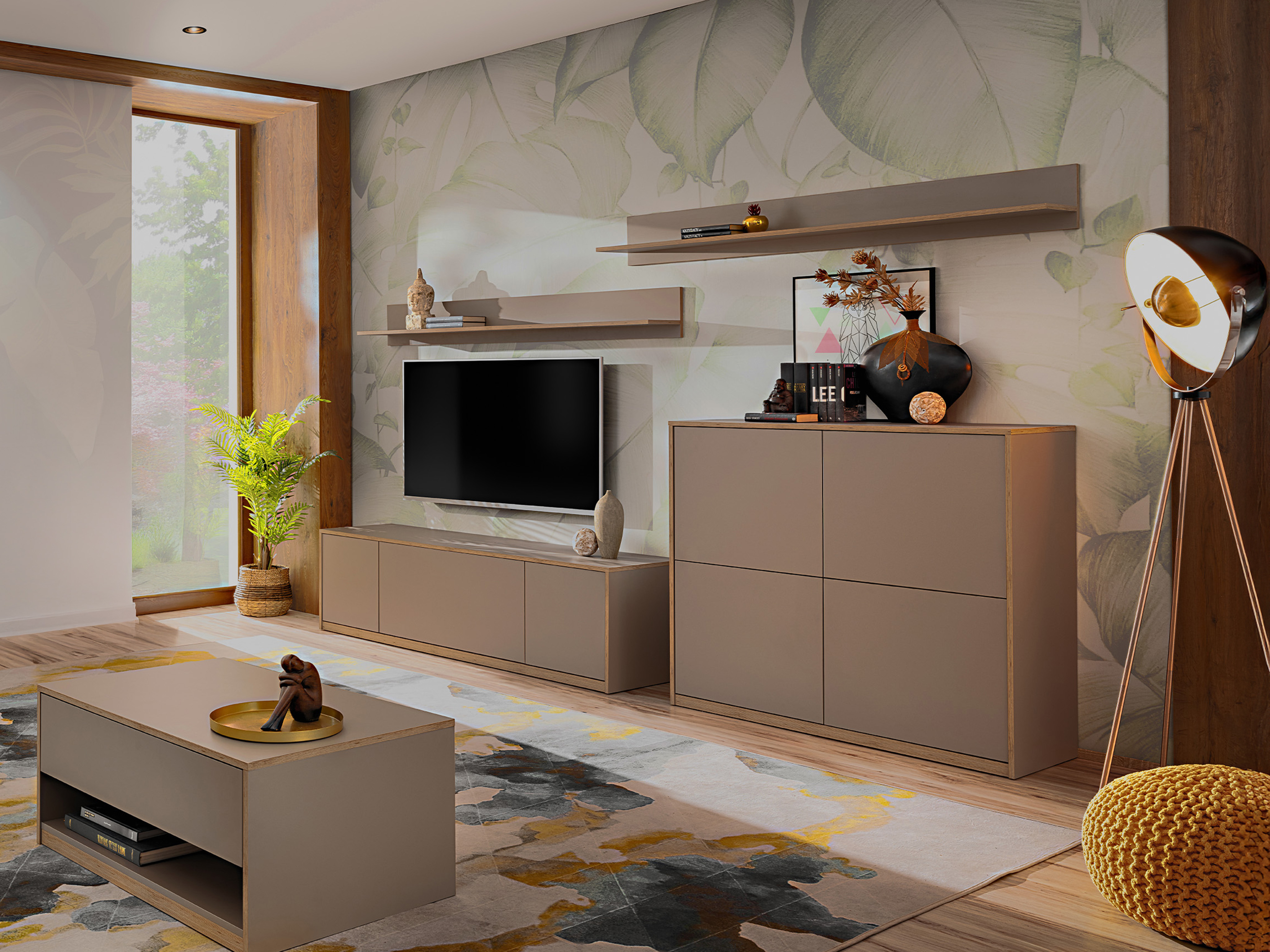 Viesistabas komplekts Fivetri 109 (Pelēkbrūns)