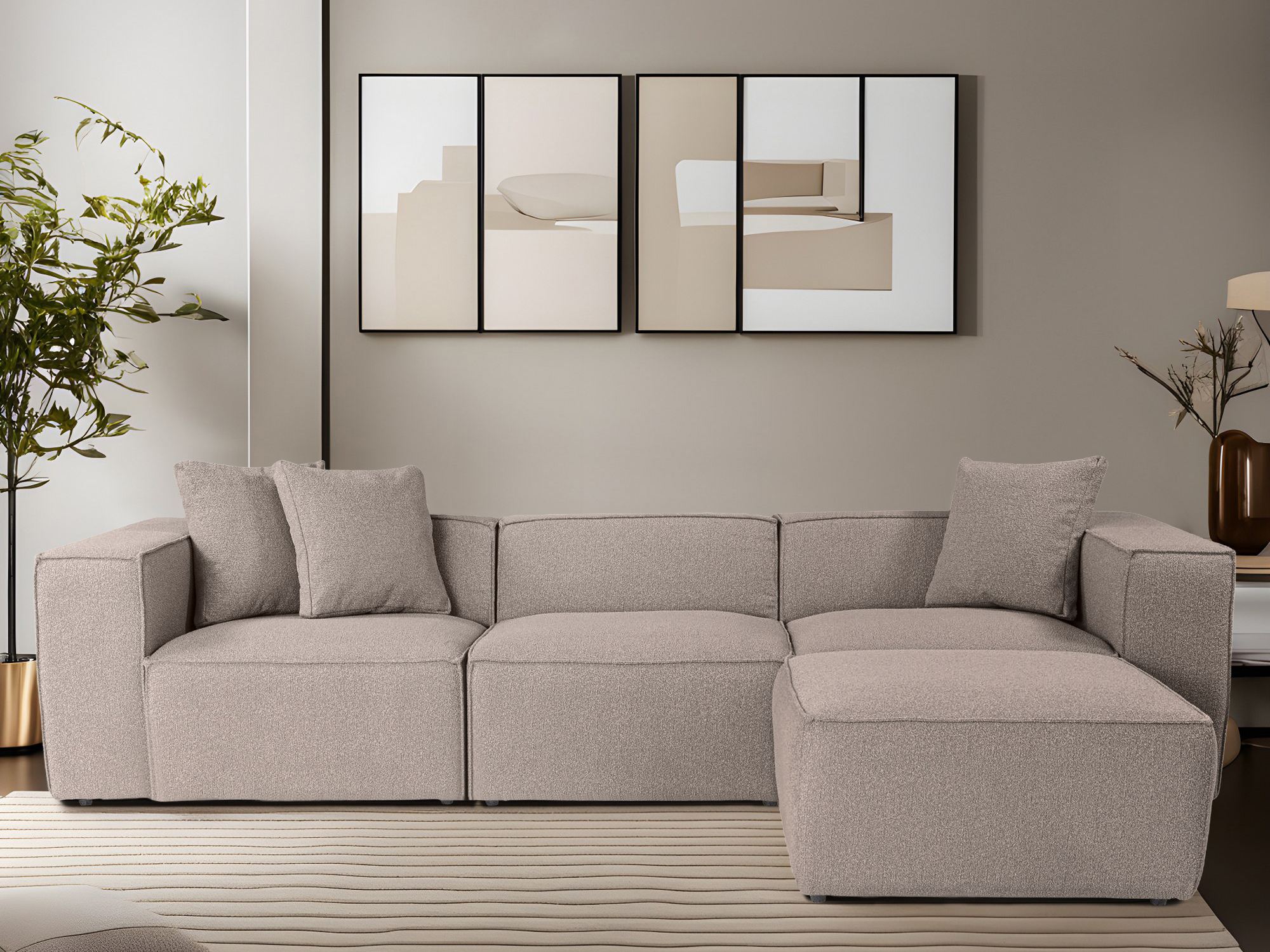 Moduļu stūra dīvāns Fivsoi 102 (Bēšs)