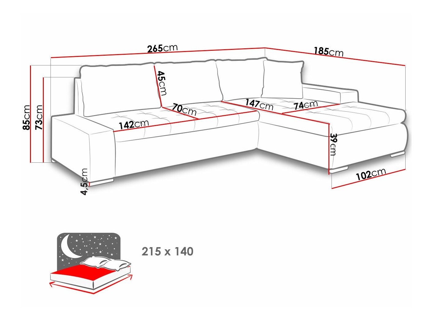 Stūra dīvāns Comfivo Nitor I (Lux 05 + Lux 06)