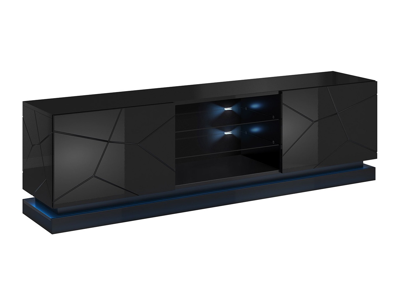 TV galds Linar I (Melns + Glancēts melns)