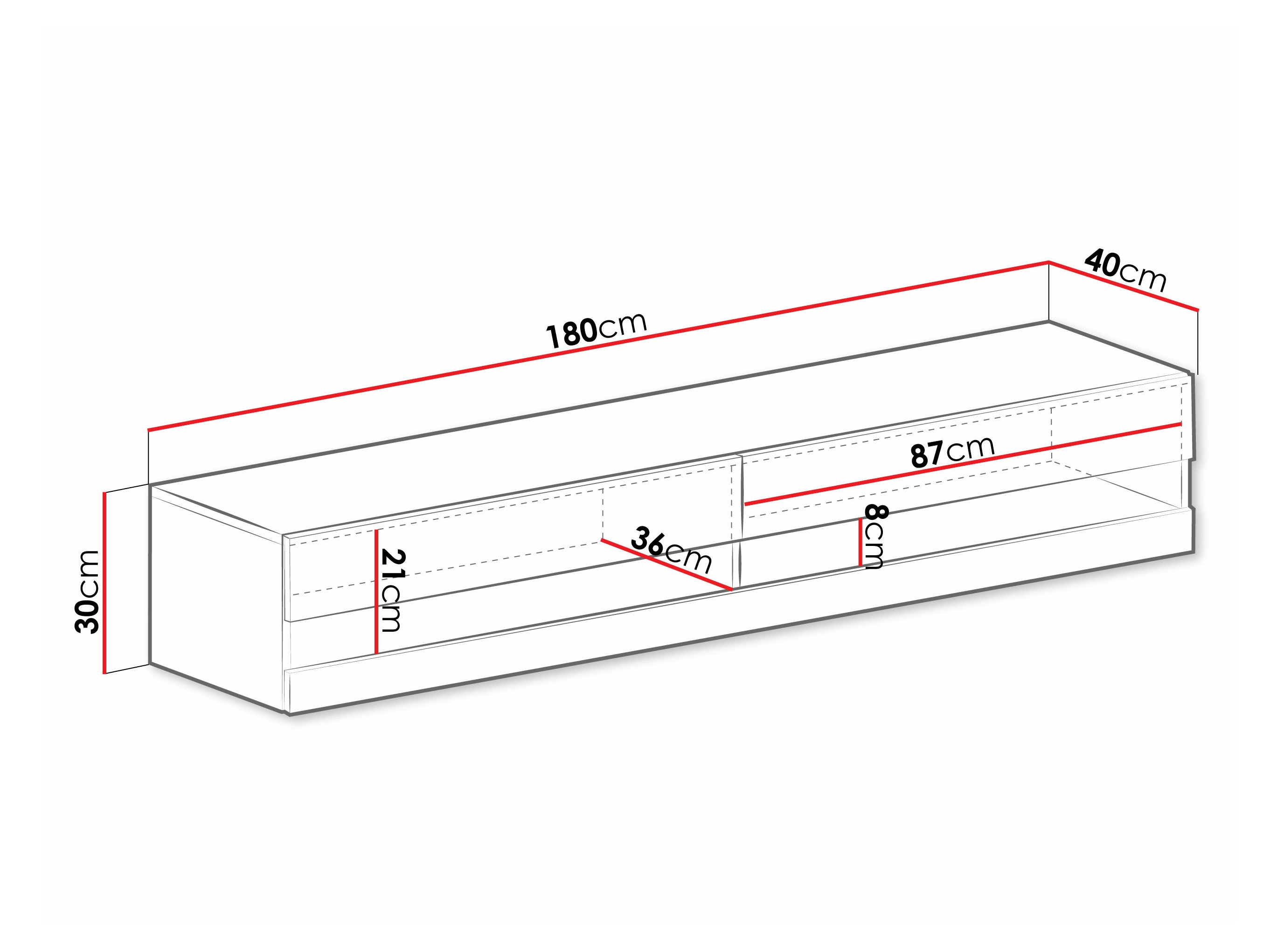 TV galds Venenou 120 (Balts + Glancēts balts)