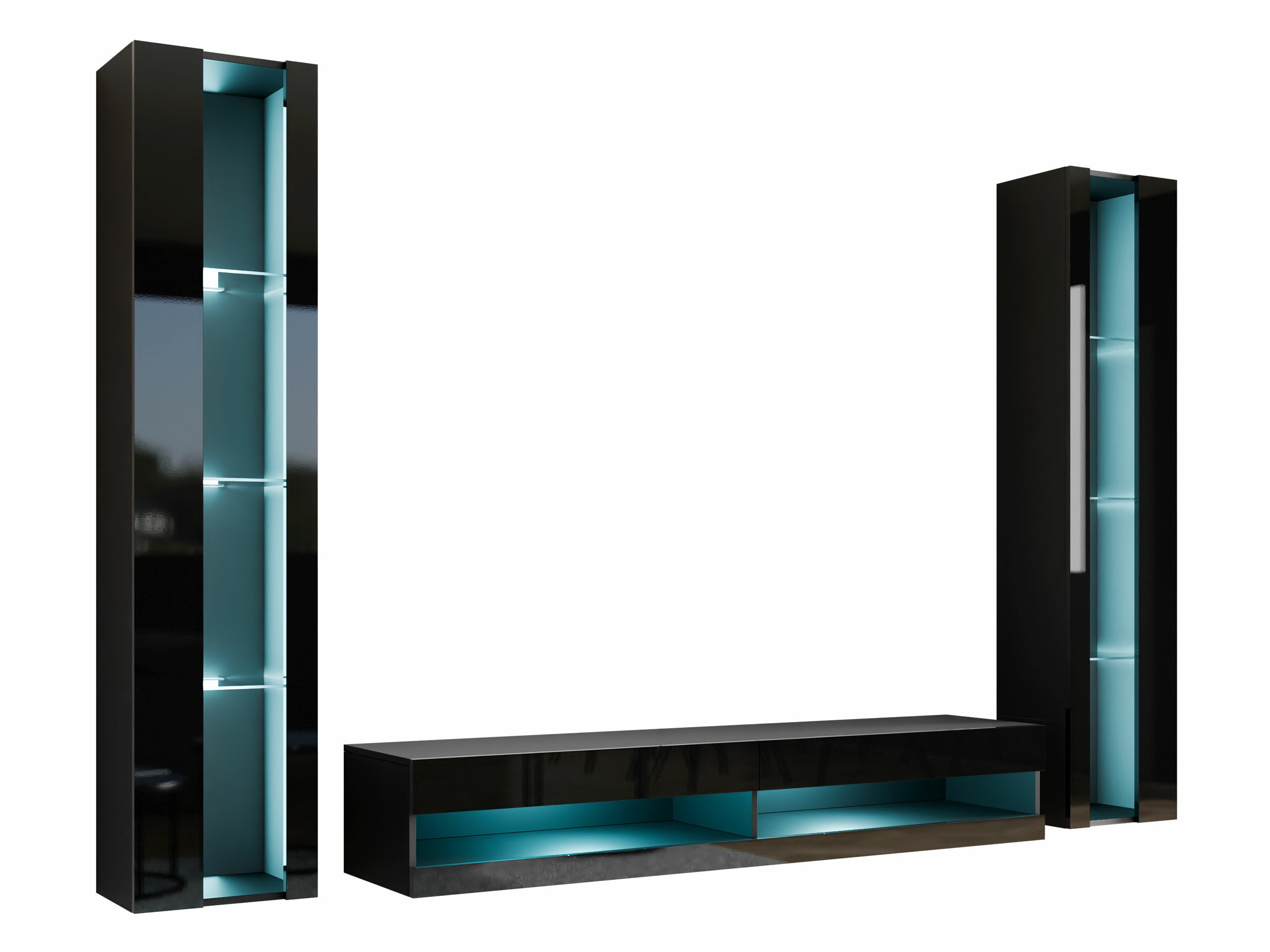 Viesistabas komplekts Venenou 112 (Melns + Glancēts melns)