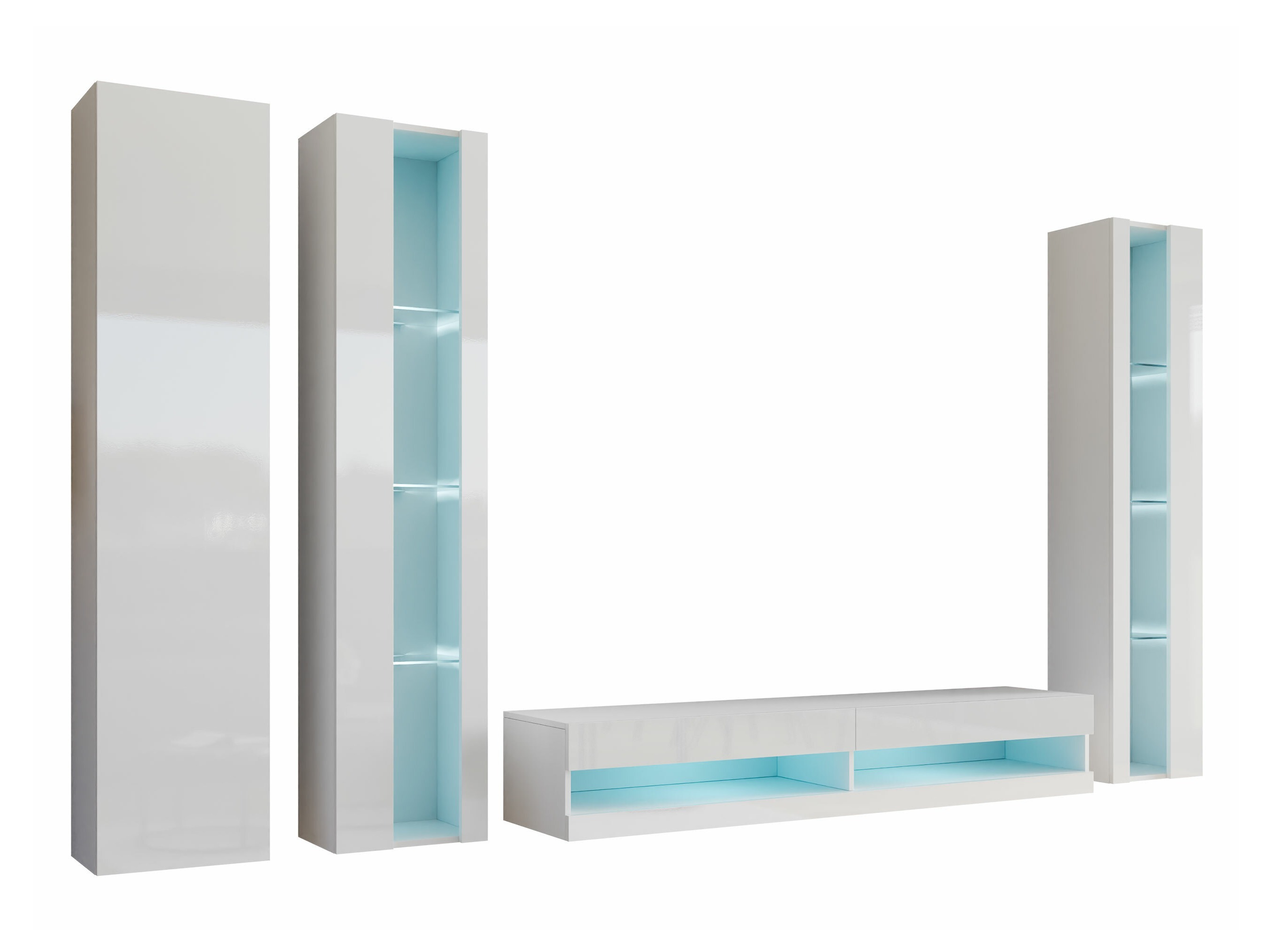 Viesistabas komplekts Venenou 116 (Balts + Glancēts balts)