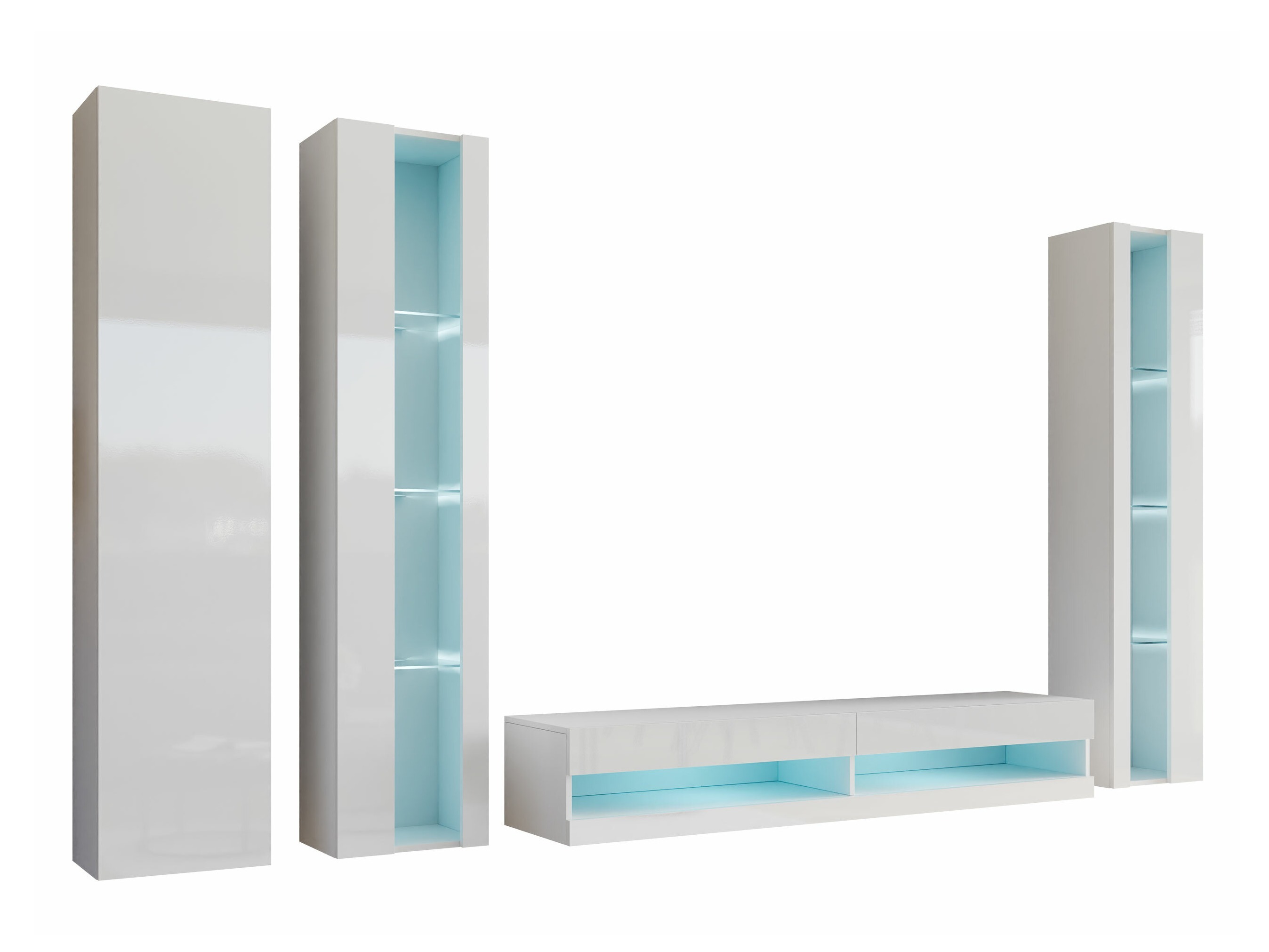 Viesistabas komplekts Vilrin VII (Balts + Glancēts balts)