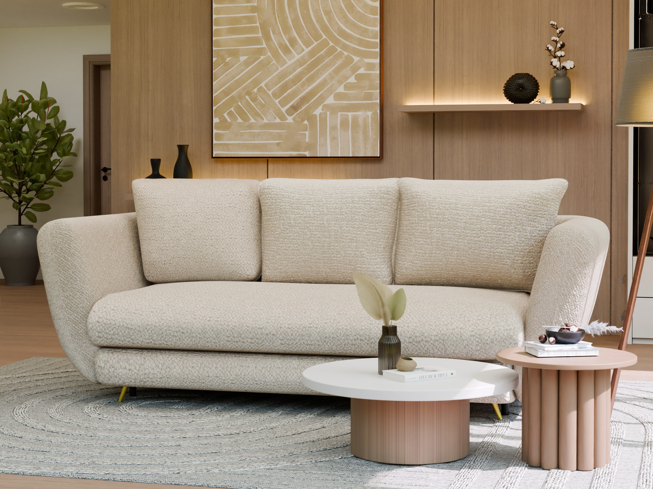 Dīvāns gulta Mandeville 354 (Zelta + Melns)