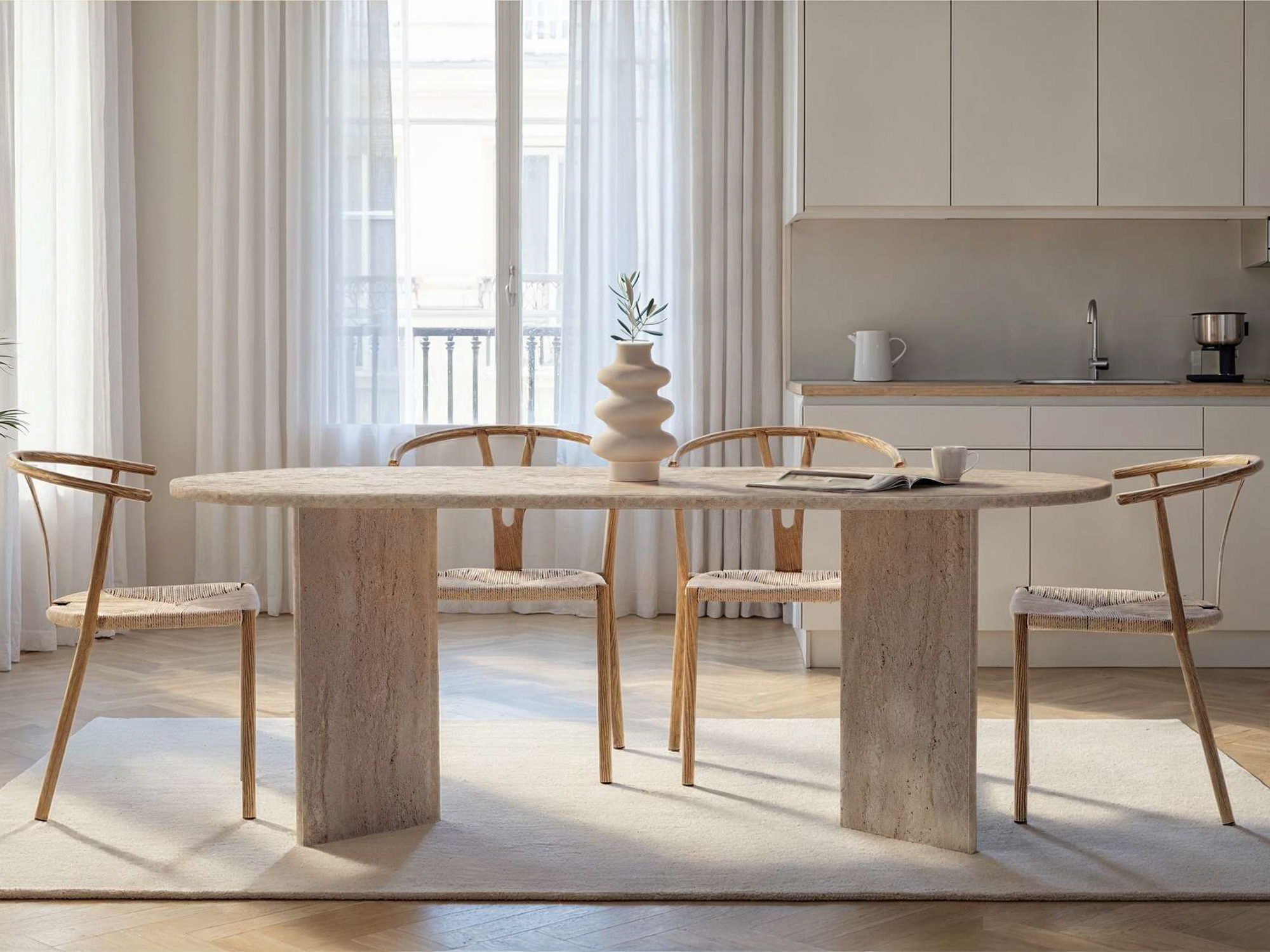 Galds Novato 138 (Gaišs travertīns)