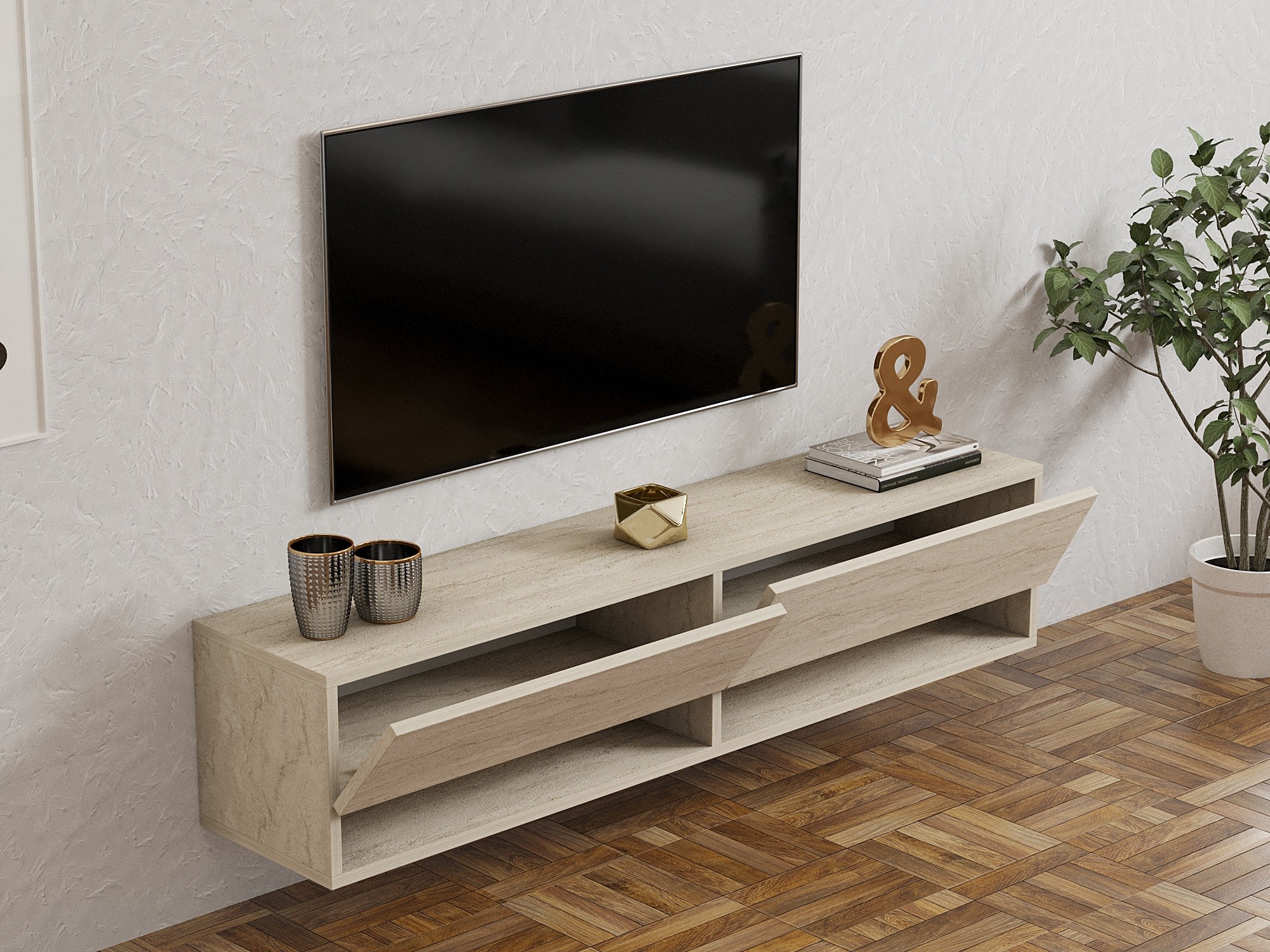TV galds Kailua 2690 (Gaišs Travertine)