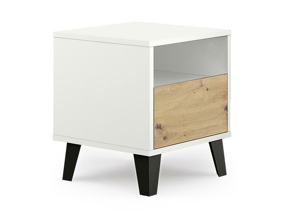 Naktsgaldiņš Tetena 105 (Balts + Artisan ozols)