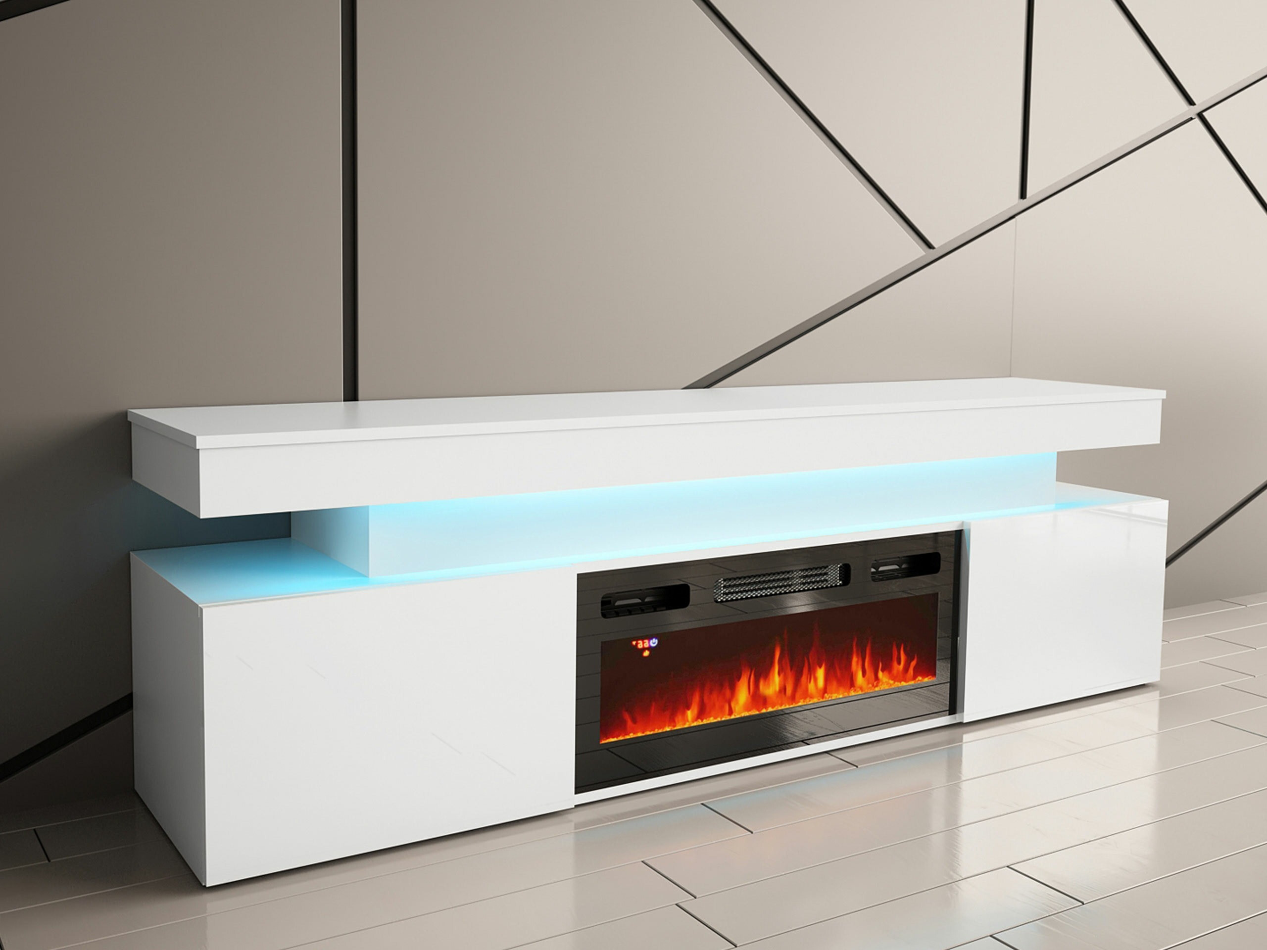 TV galds Monfero 104 (Balts + Glancēts balts)