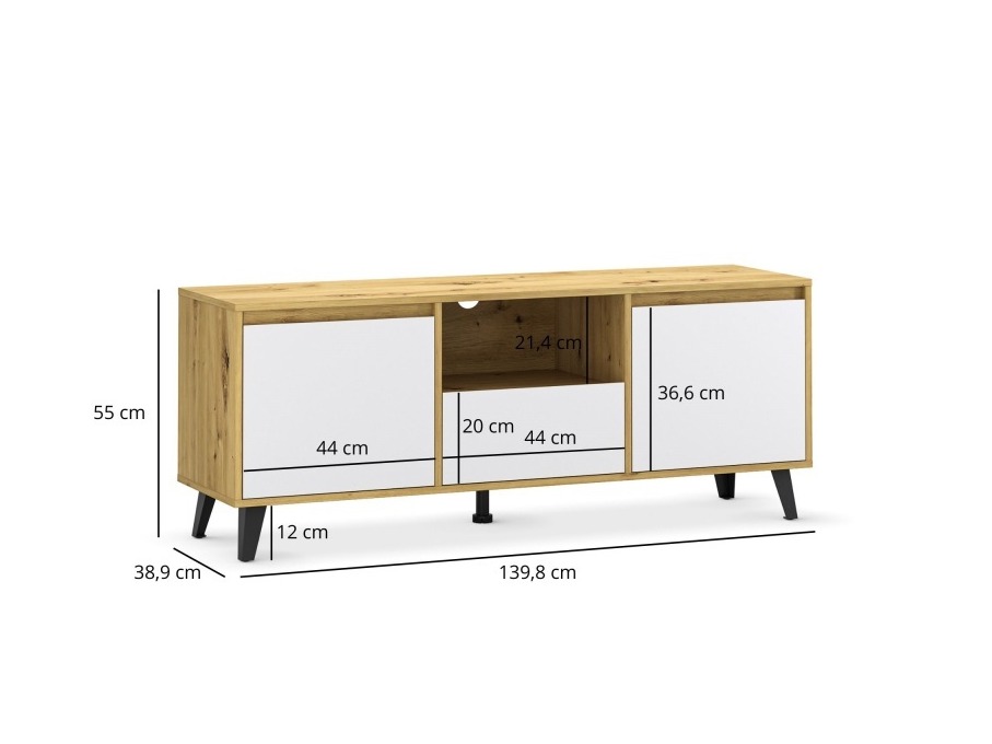 TV galds Tetena 106 (Artisan ozols + Balts)