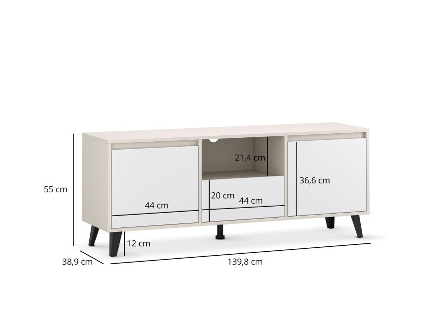 TV galds Tetena 106 (Kašmirs + Balts)