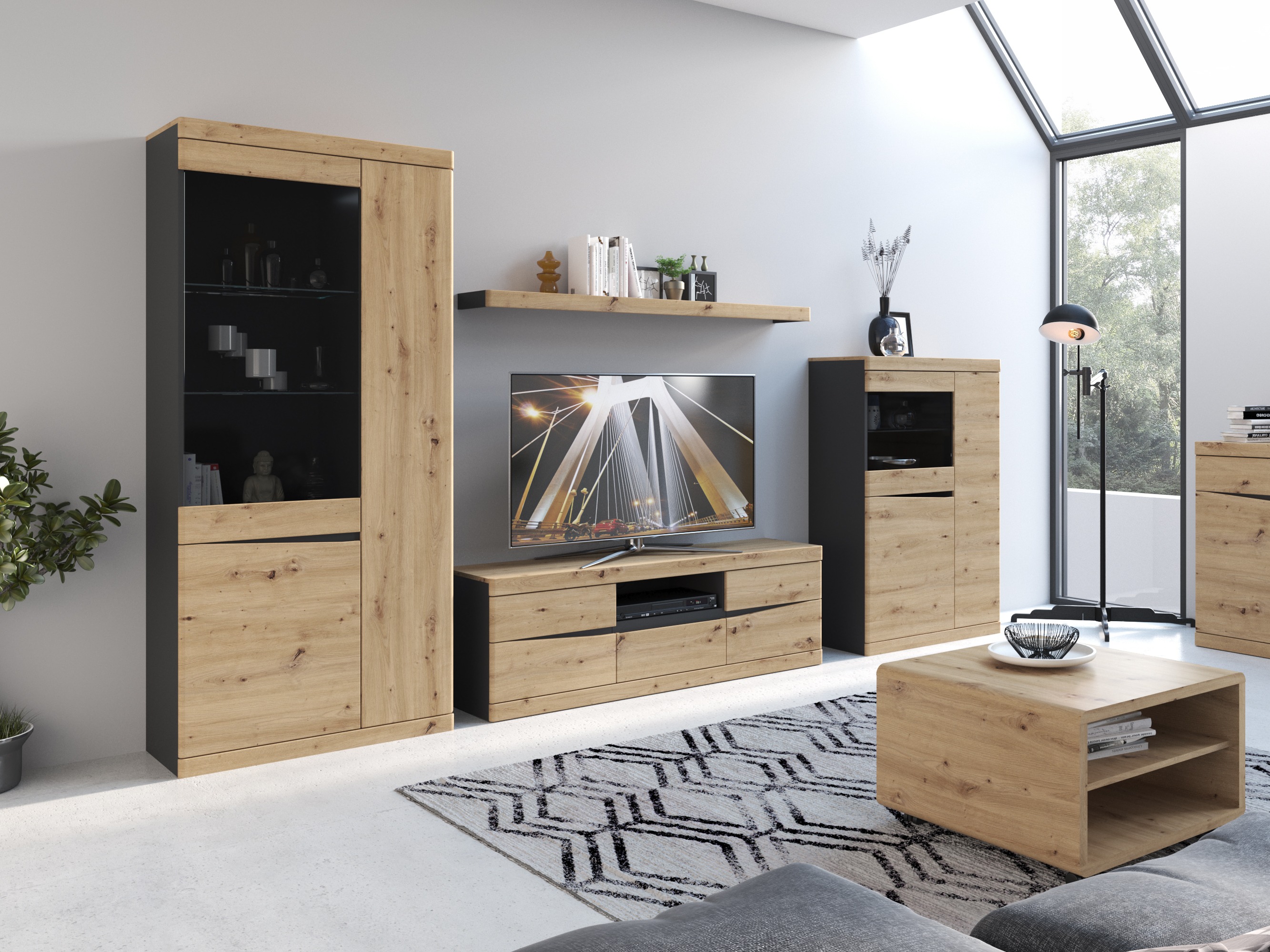 Plaukts Venlori 129 (Antracīts + Artisan ozols)