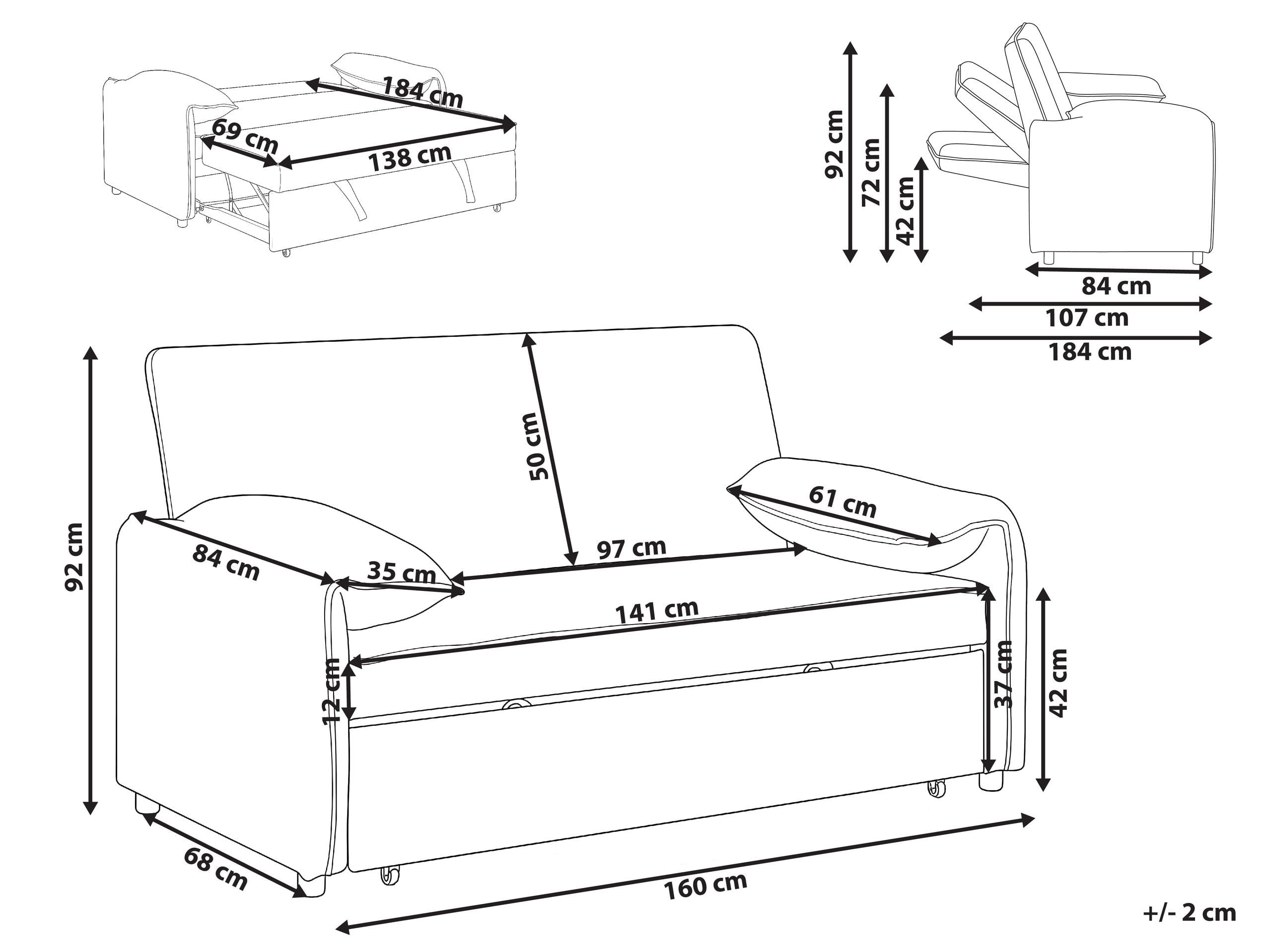Dīvāns gulta Berwyn 2908 (Balts)
