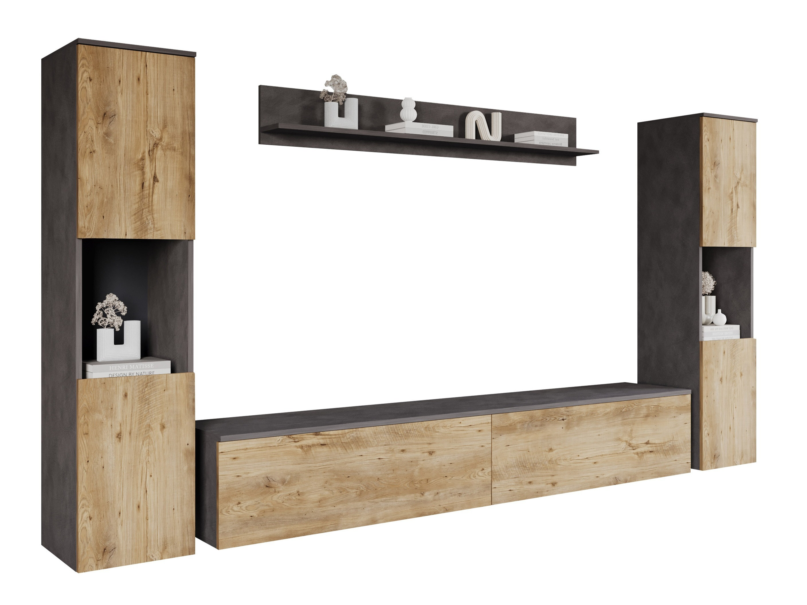 Viesistabas komplekts Sarasota 131 (Matera pelēks + Kastanis)