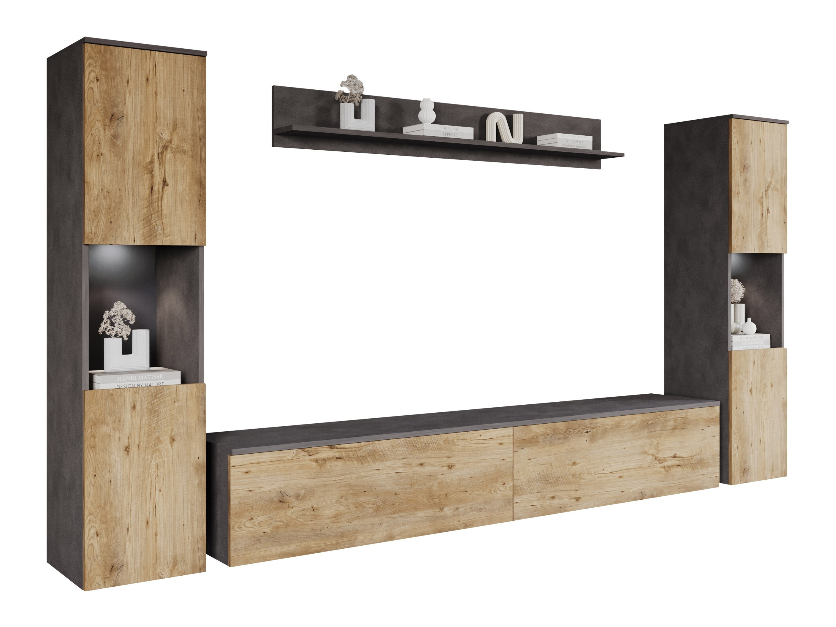 Viesistabas komplekts Sarasota 131 (Matera pelēks + Kastanis)