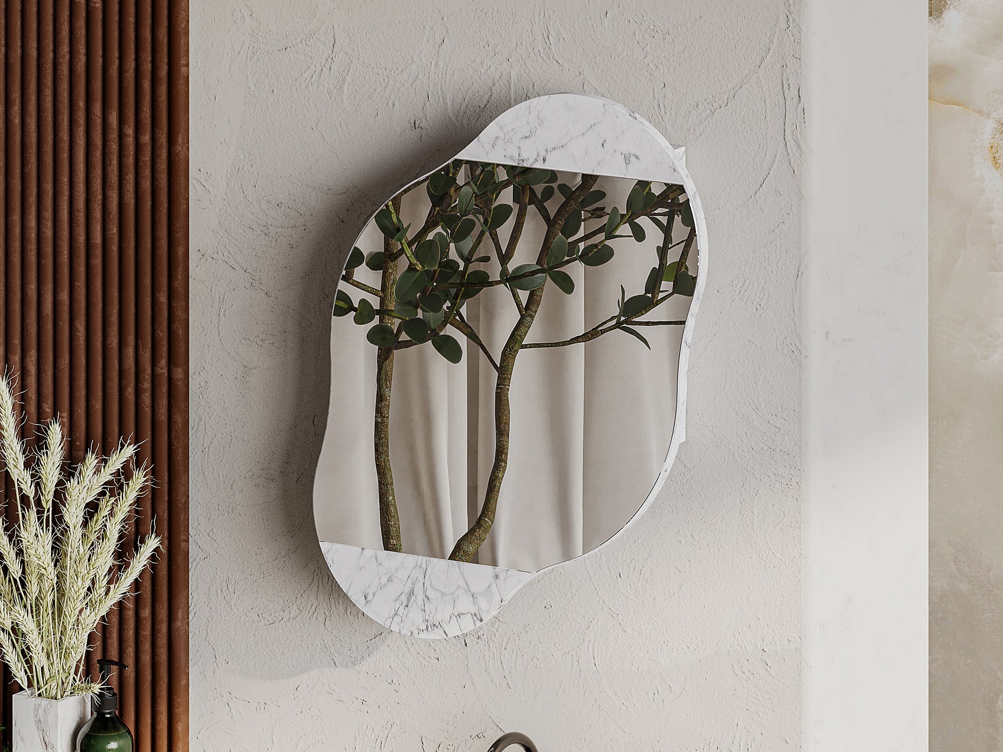 Vannas istabas skapis ar spoguli Kailua 2711 (Balts marmors)