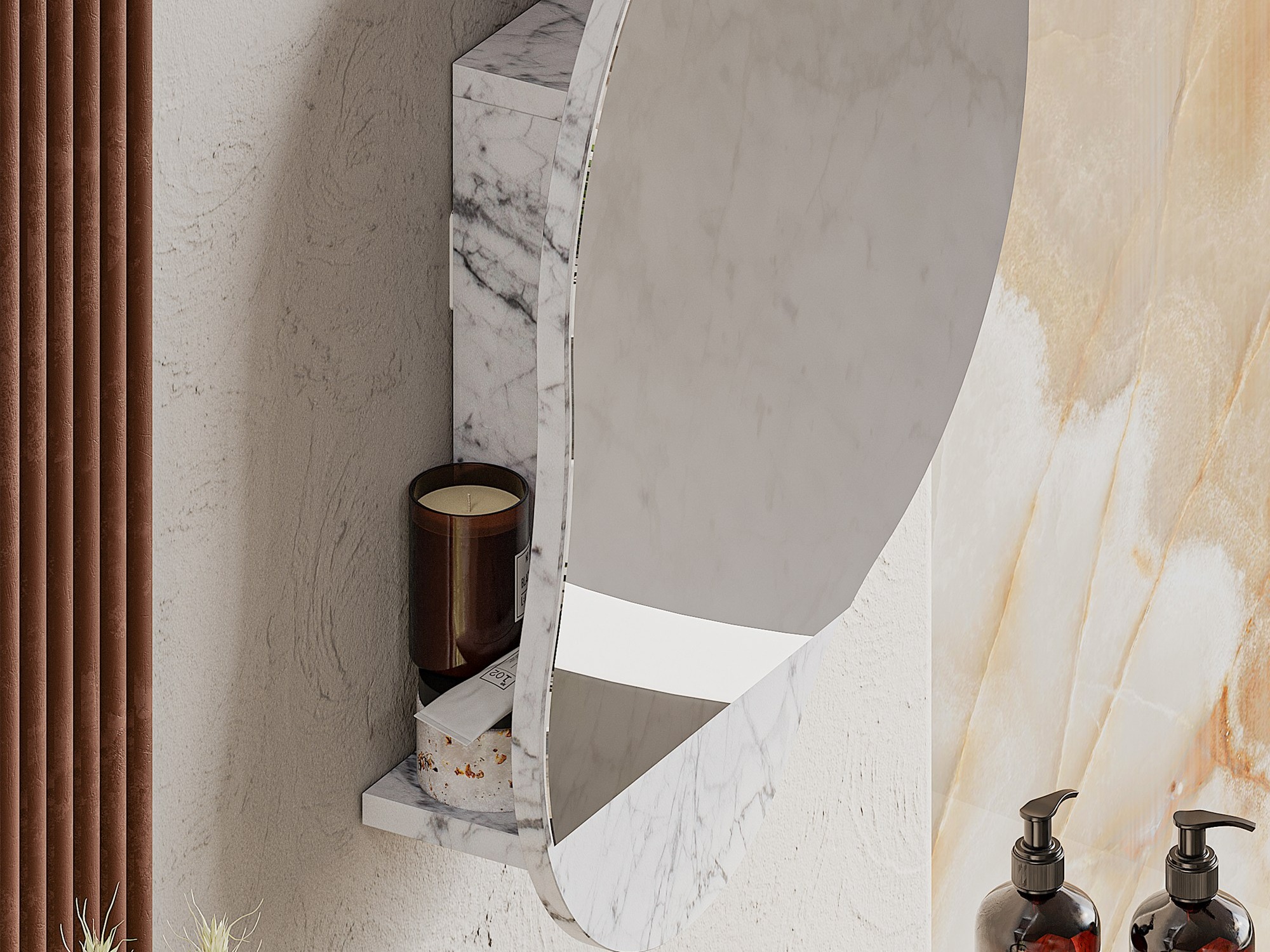 Vannas istabas skapis ar spoguli Kailua 2711 (Balts marmors)