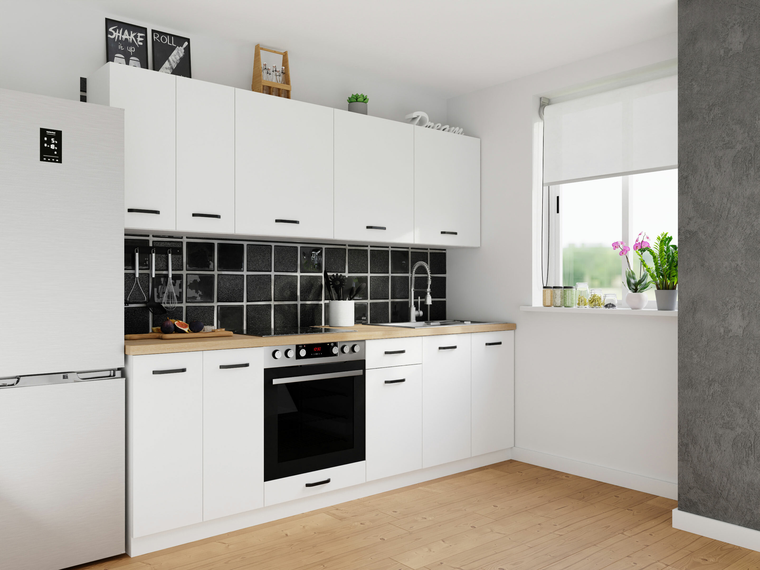 Moduļu piekarams skapis ar trauku žāvētāju Top White 153