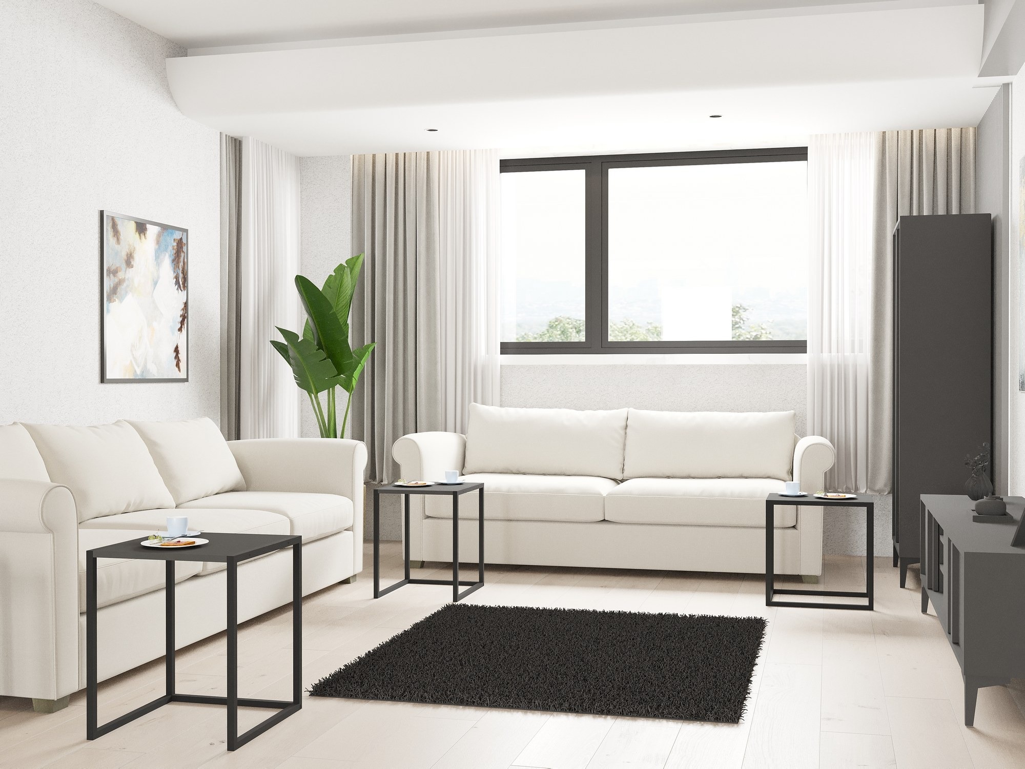 Kafijas galdiņu komplekts Kailua 2721 (Melns + Antracīts)