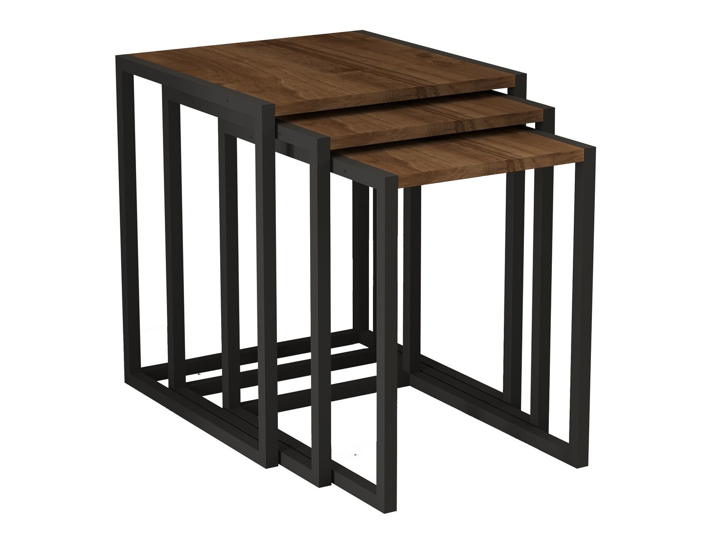 Kafijas galdiņu komplekts Kailua 2721 (Melns + Riekstkoks)