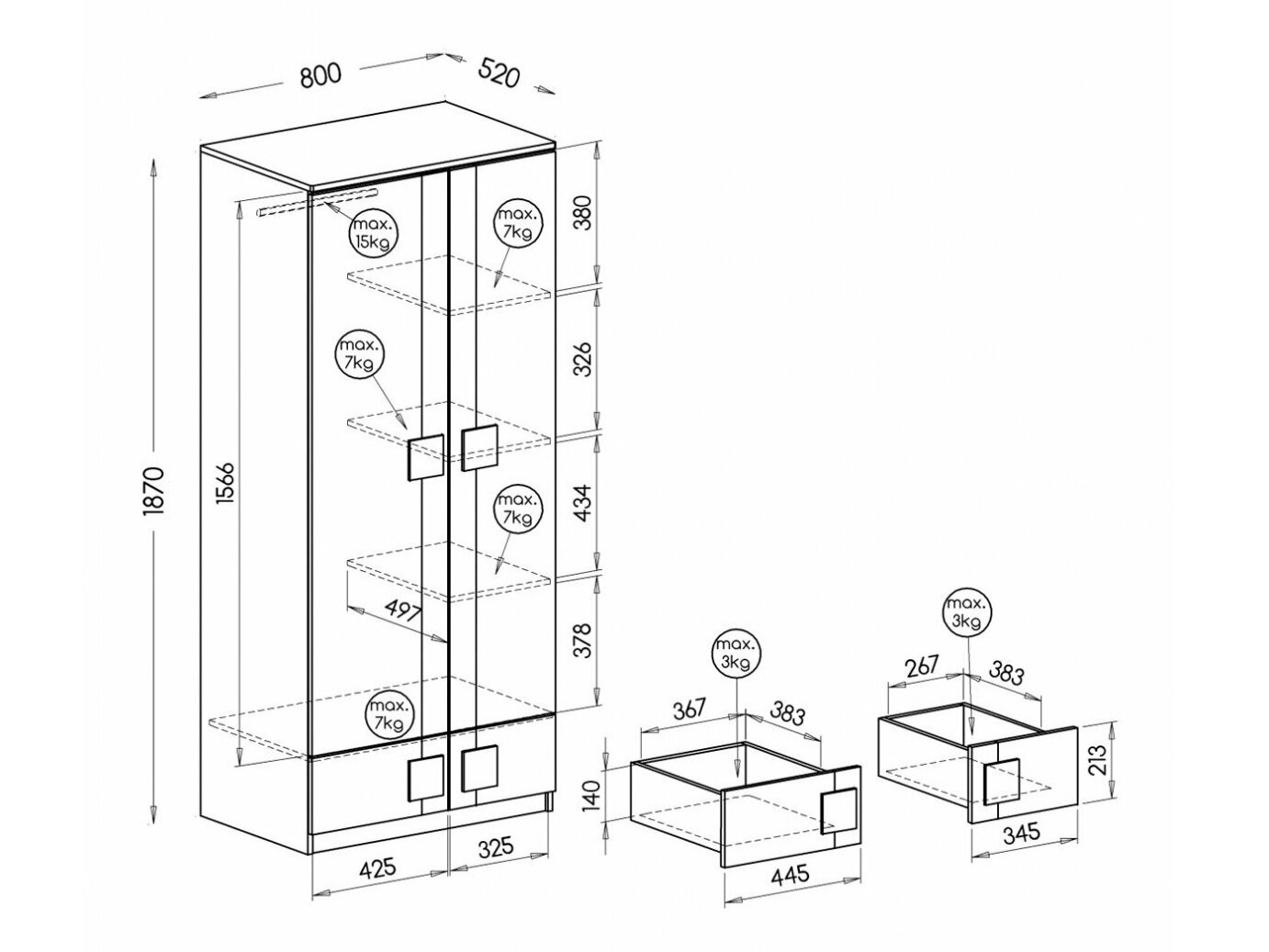 Skapis Elmenou 100 (Balts + Antracīts)