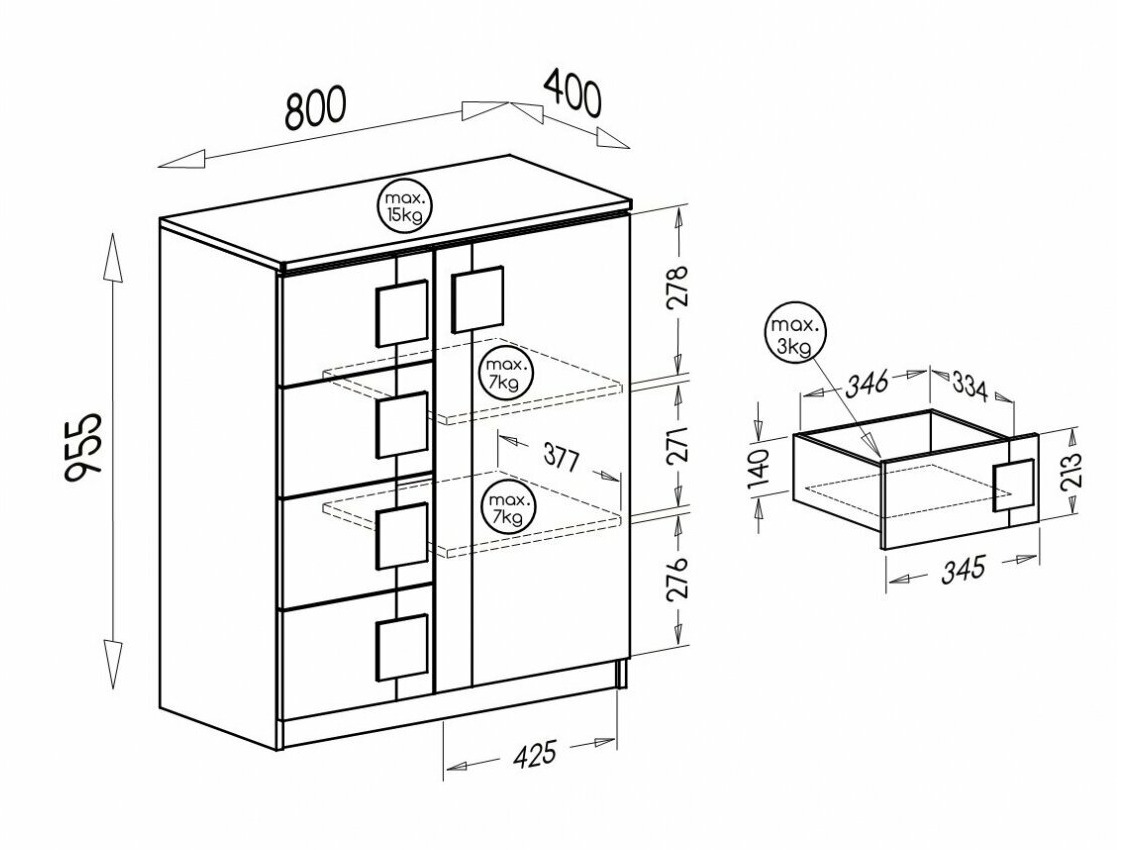 Kumode Elmenou 102 (Balts + Antracīts)