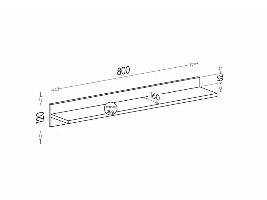 Piekarams plaukts Elmenou 104 (Antracīts)