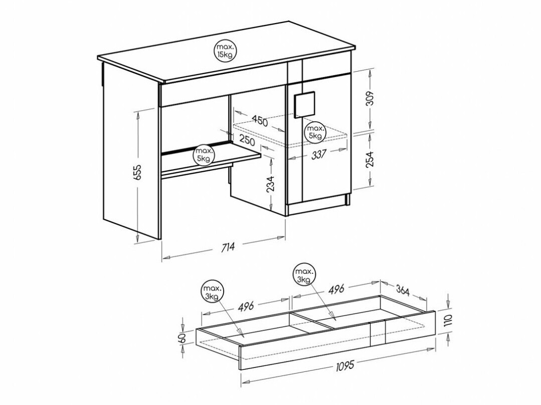 Rakstāmgalds Elmenou 105 (Balts + Antracīts)