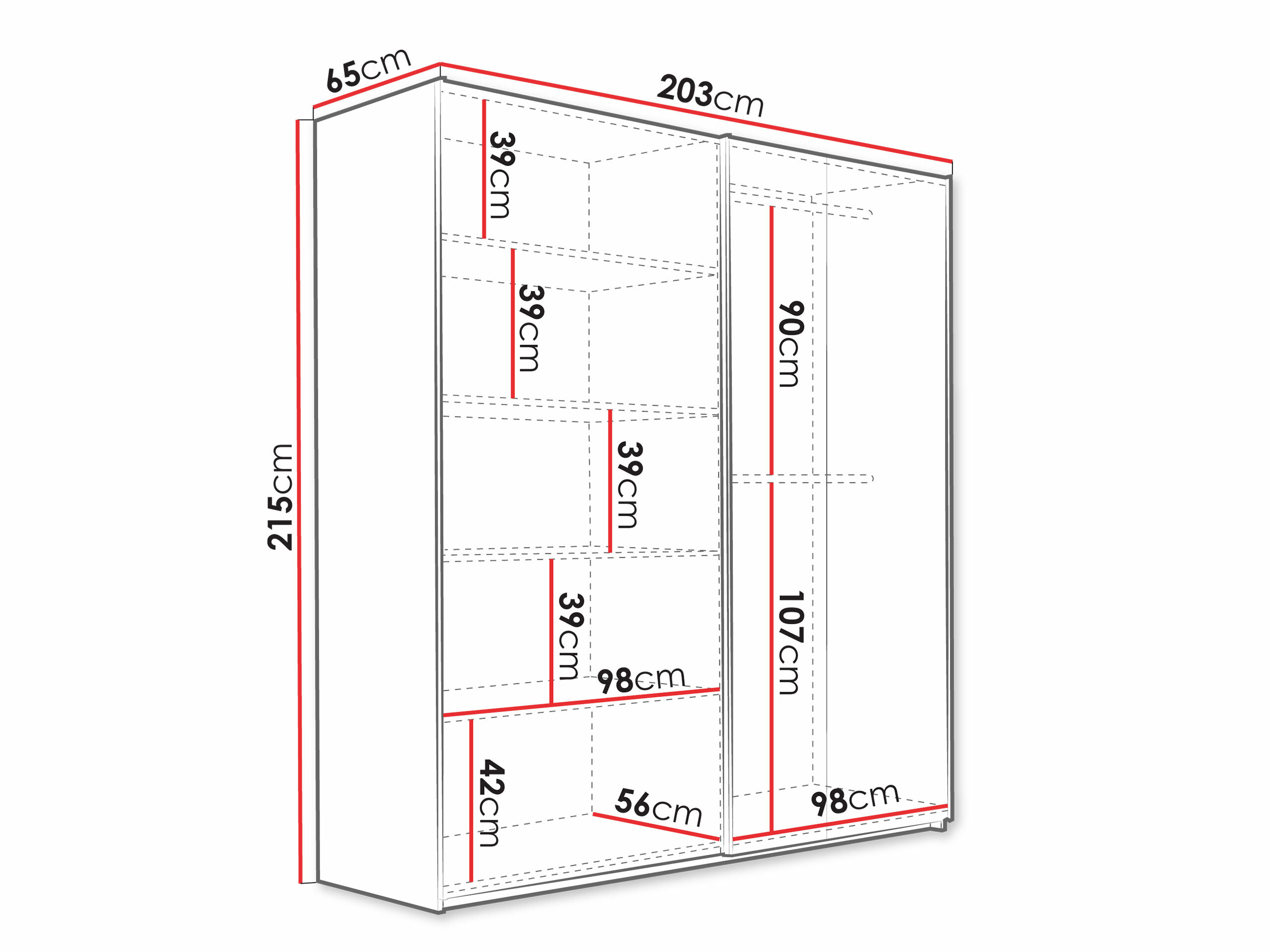 Skapis Honolulu 253 (Balts + Votan ozols)