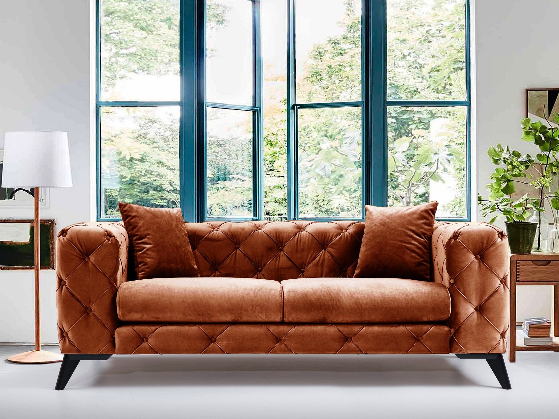 Chesterfield dīvāns Altadena 355 (Oranžs)