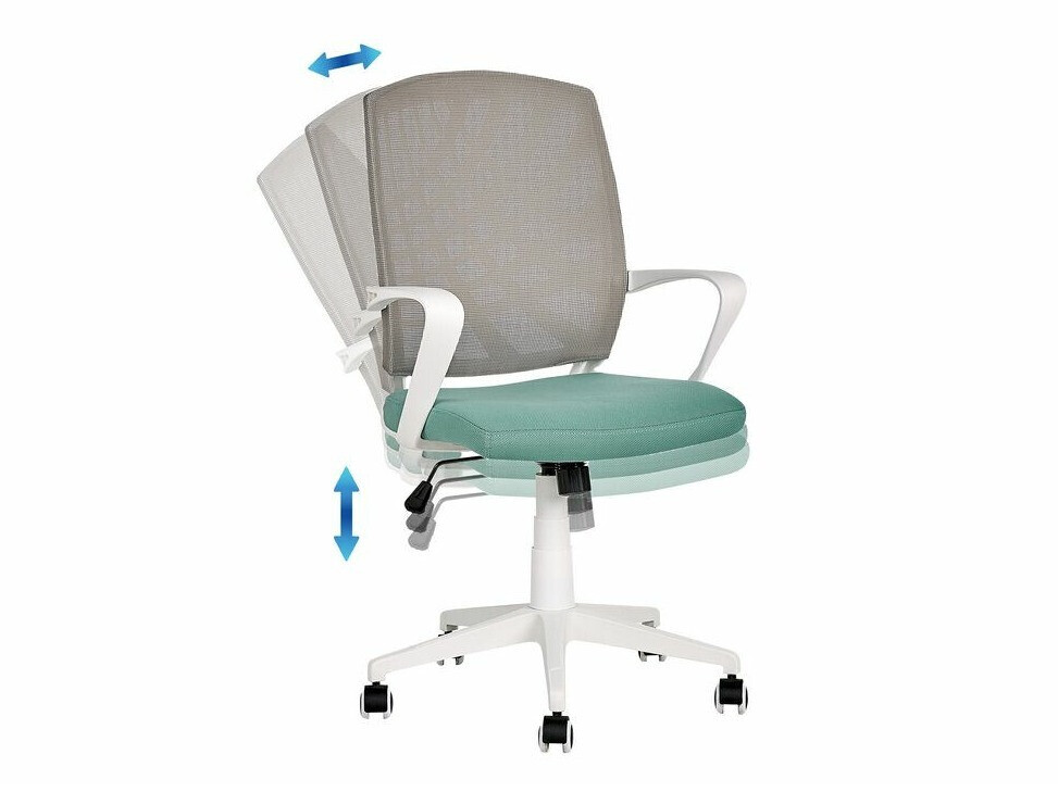 Biroja krēsls Berwyn 431 (Pelēks + Tirkīzs + Balts)