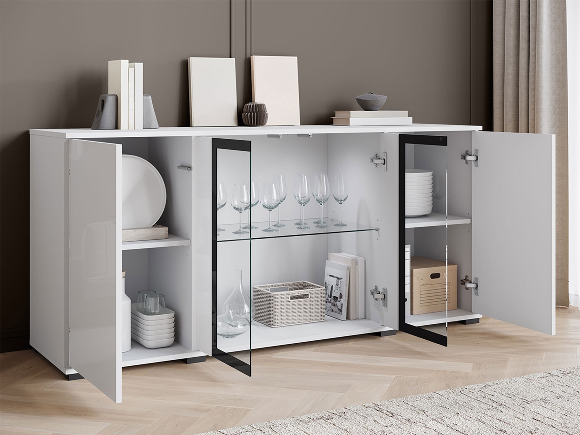 Skapis Torcame 102 (Votan ozols + Glancēts balts)