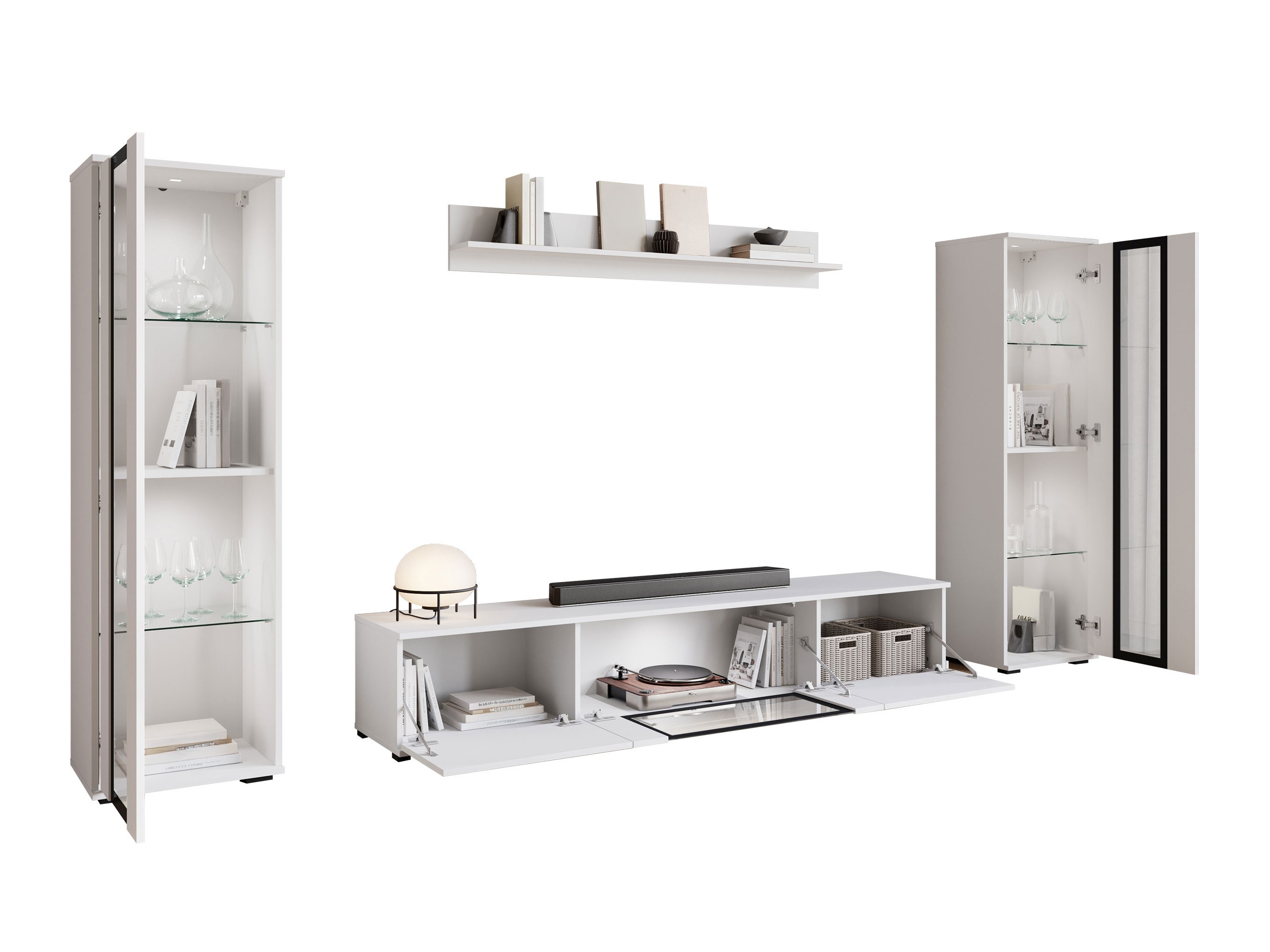 Viesistabas komplekts Torcame 103 (Balts + Glancēts balts)