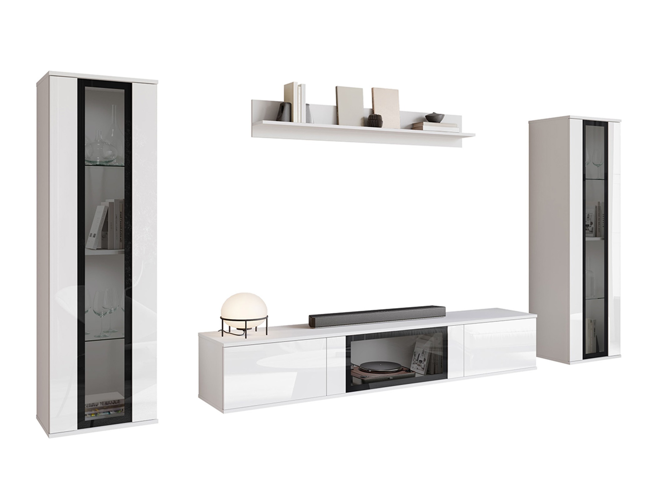 Viesistabas komplekts Torcame 103 (Balts + Glancēts balts)