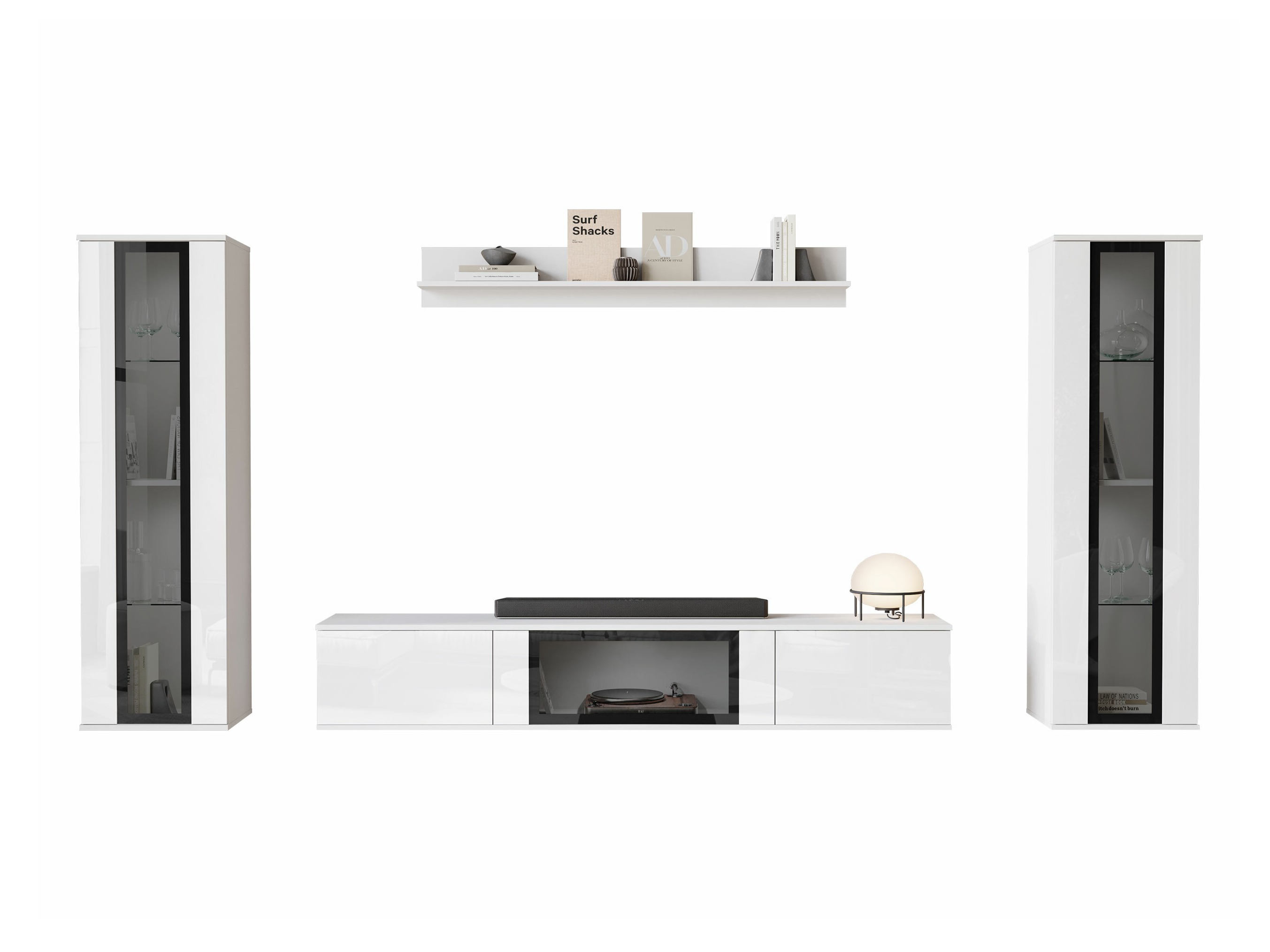 Viesistabas komplekts Torcame 103 (Balts + Glancēts balts)