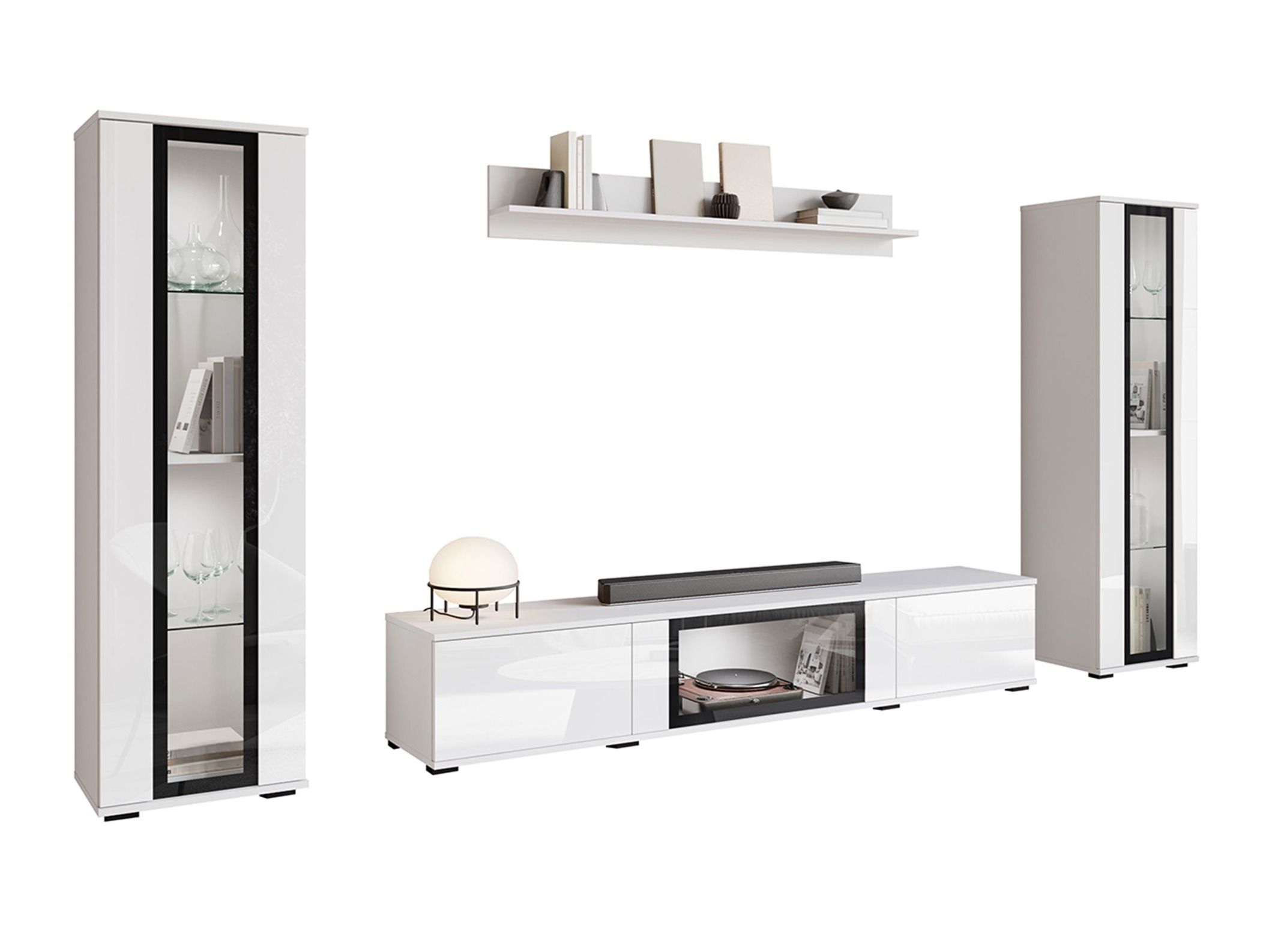 Viesistabas komplekts Torcame 103 (Balts + Glancēts balts)