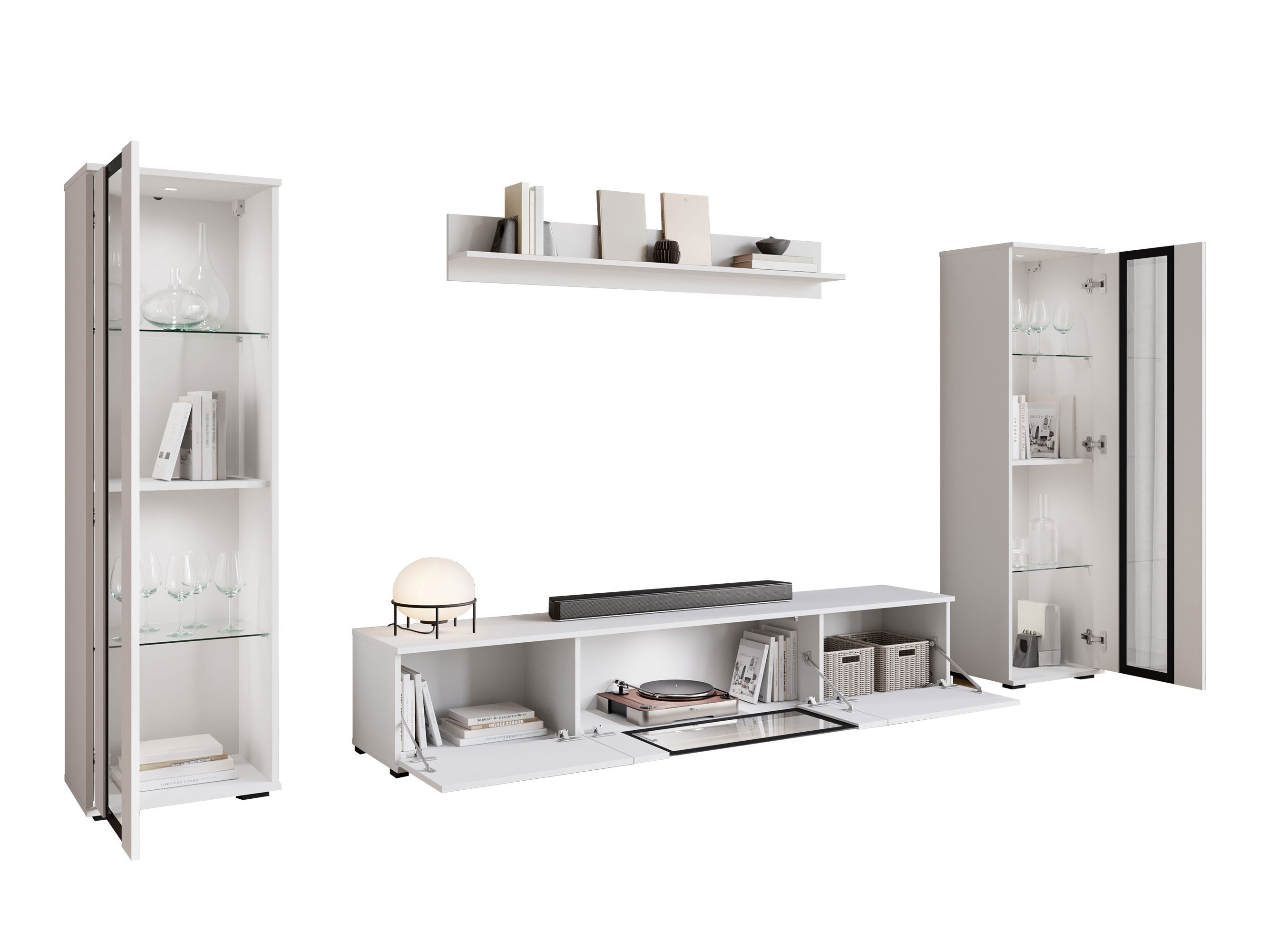 Viesistabas komplekts Torcame 103 (Votan ozols + Glancēts balts)