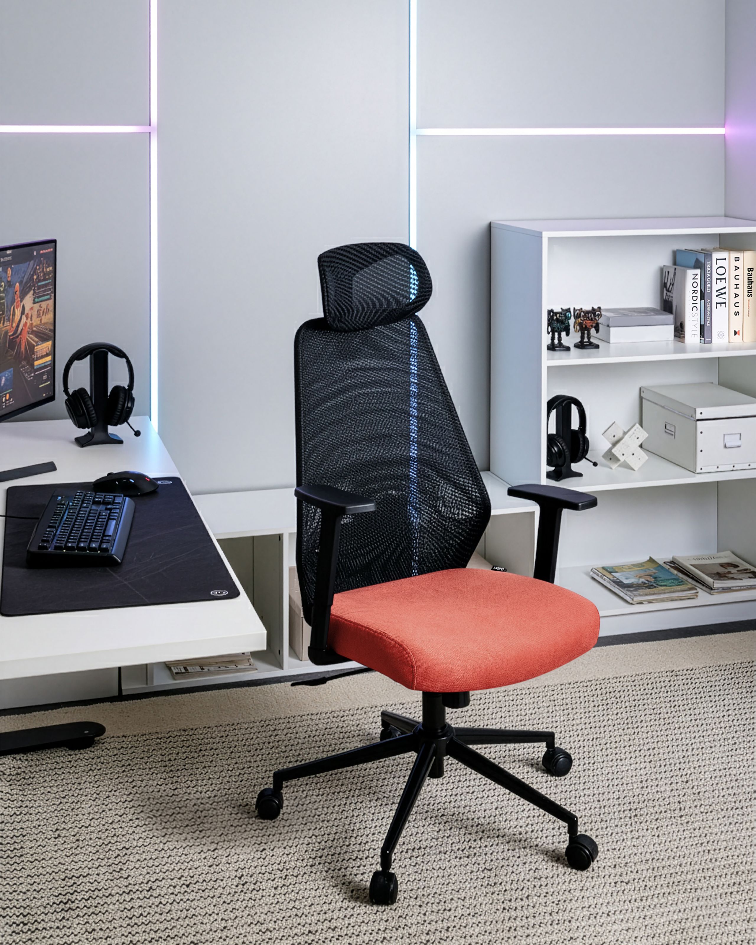 Biroja krēsls Berwyn 2967 (Melns + Sarkans)