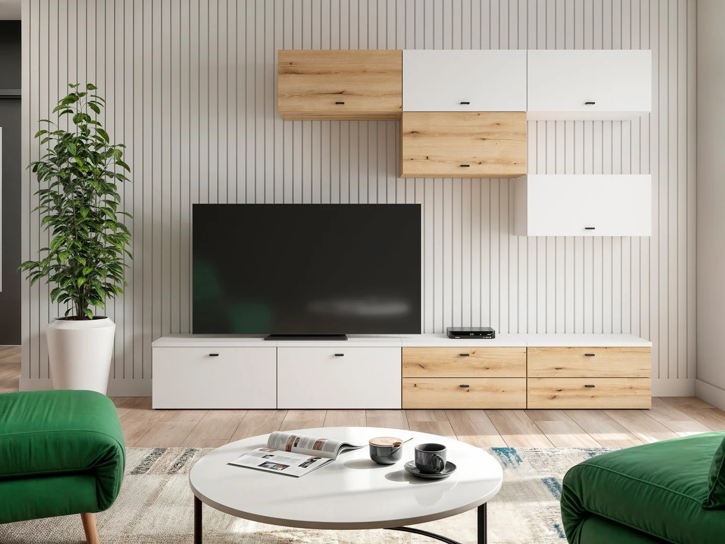 Viesistabas komplekts Merciru 111 (Balts + Ozols)