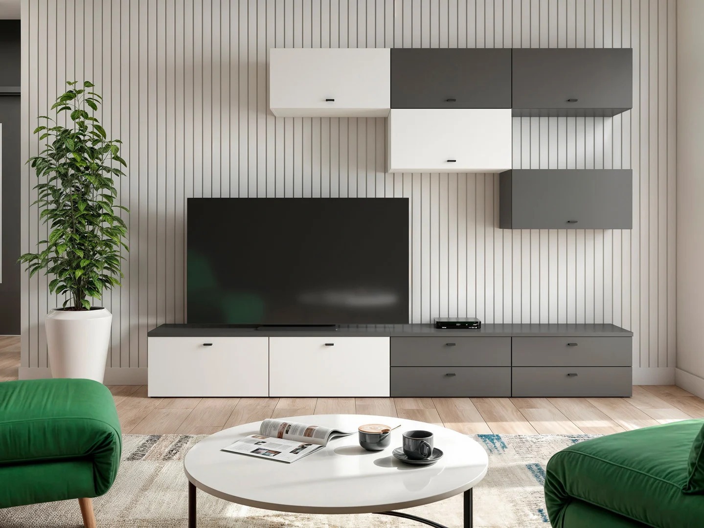 Viesistabas komplekts Merciru 111 (Grafīts + Balts)