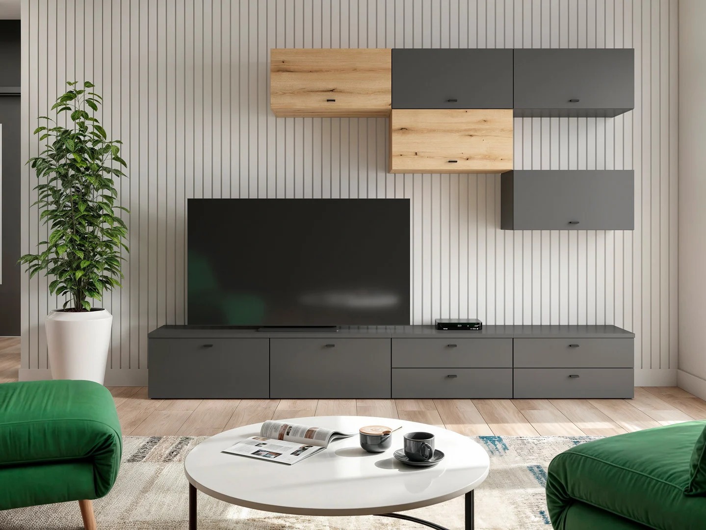 Viesistabas komplekts Merciru 111 (Grafīts + Ozols)