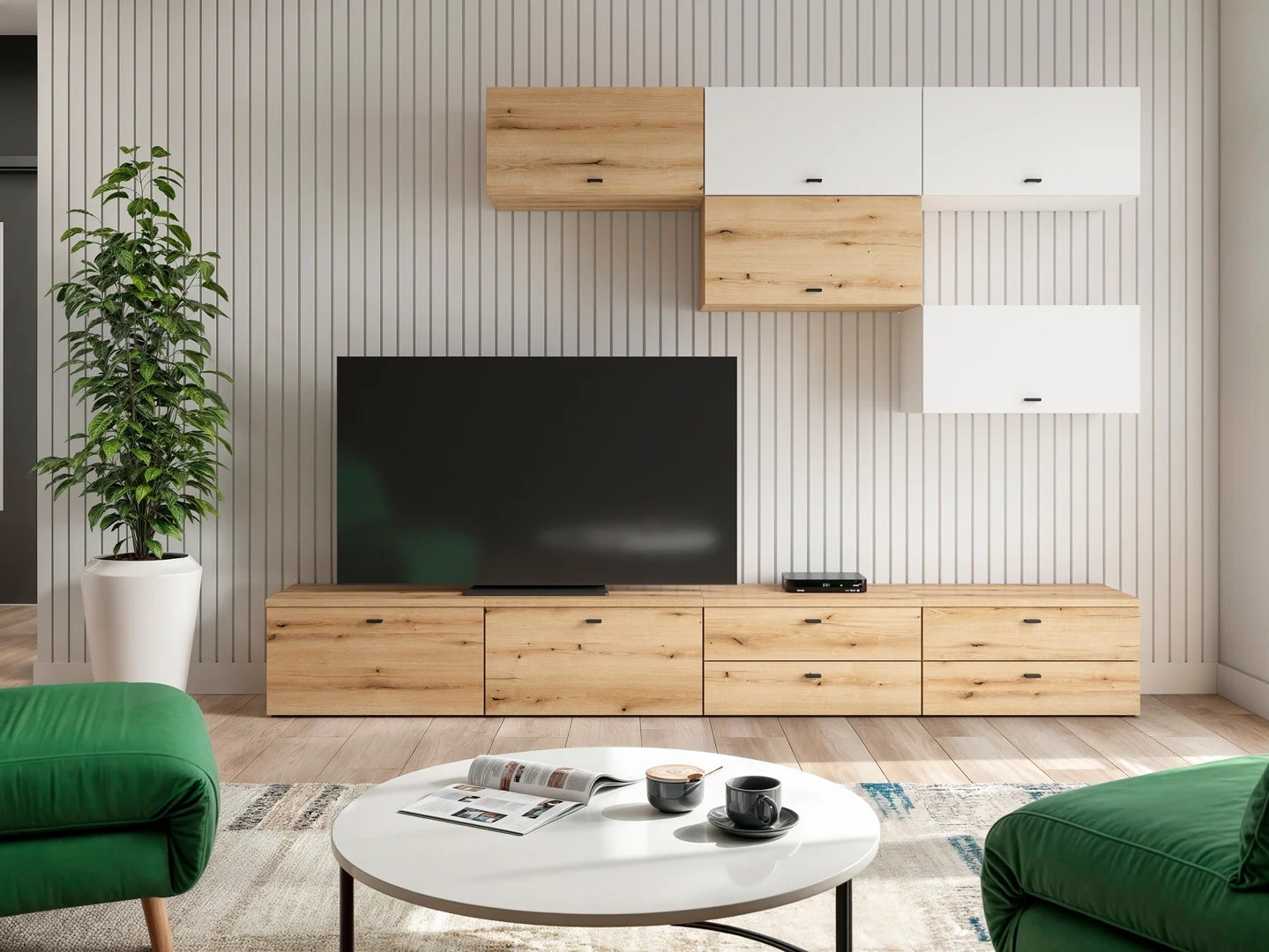 Viesistabas komplekts Merciru 111 (Ozols + Balts)